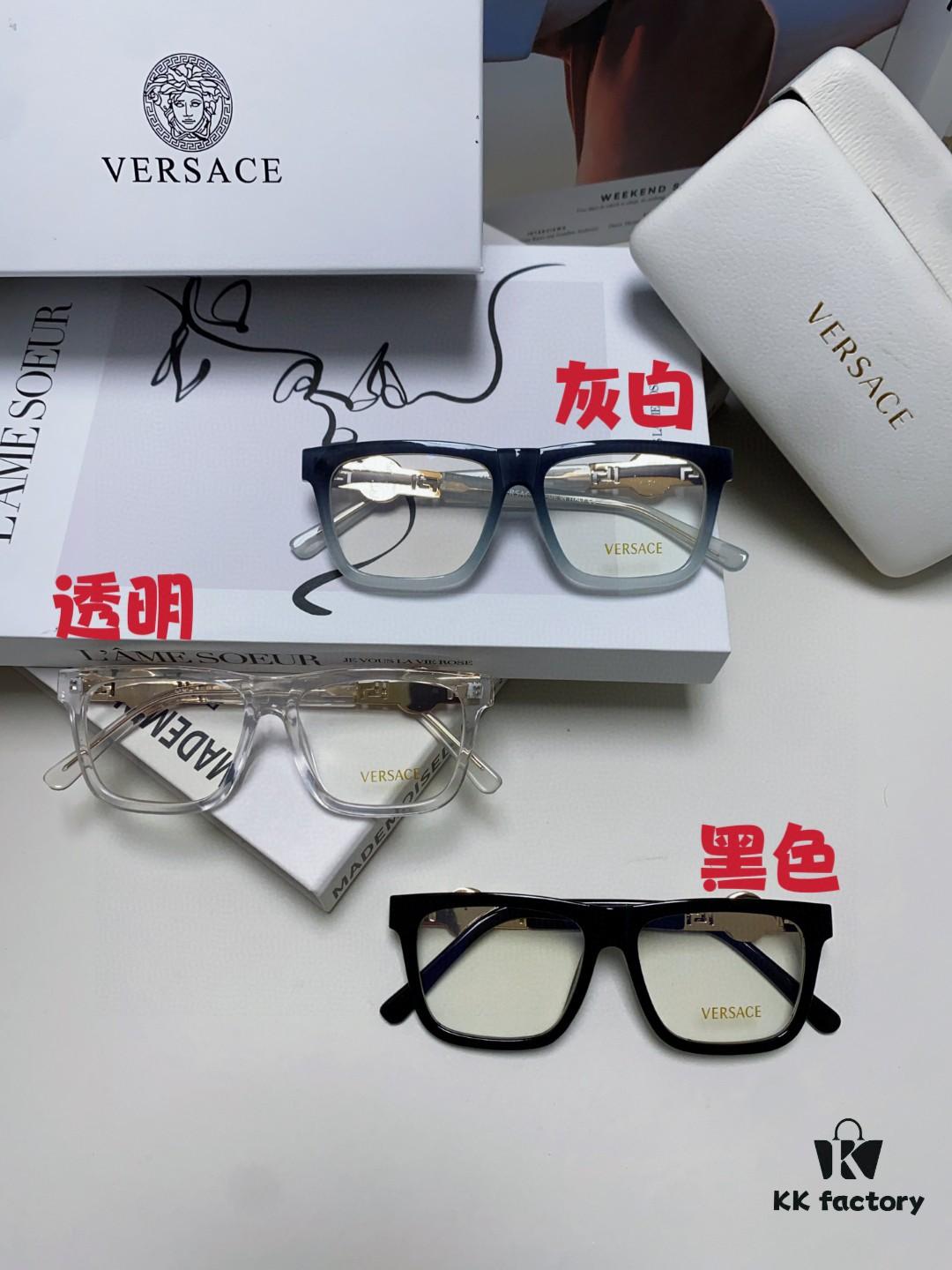 Versace 2024 New Engraved Eyeglass Frame Unisex Black Thick Acetate Myopia Frame Trendy Brand Optical Glasses Sunglasses