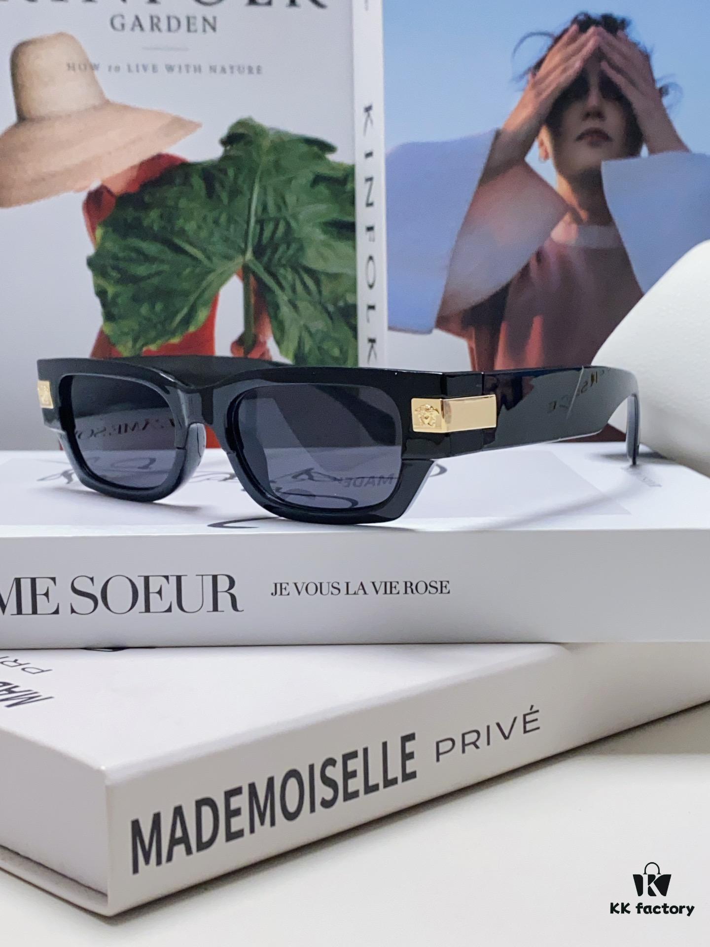 VERSACE/Verace 2024 New Classic Top Sunglasses, Rectangular Color-Block Street-Chic Unisex Eyewear 0VE4465F