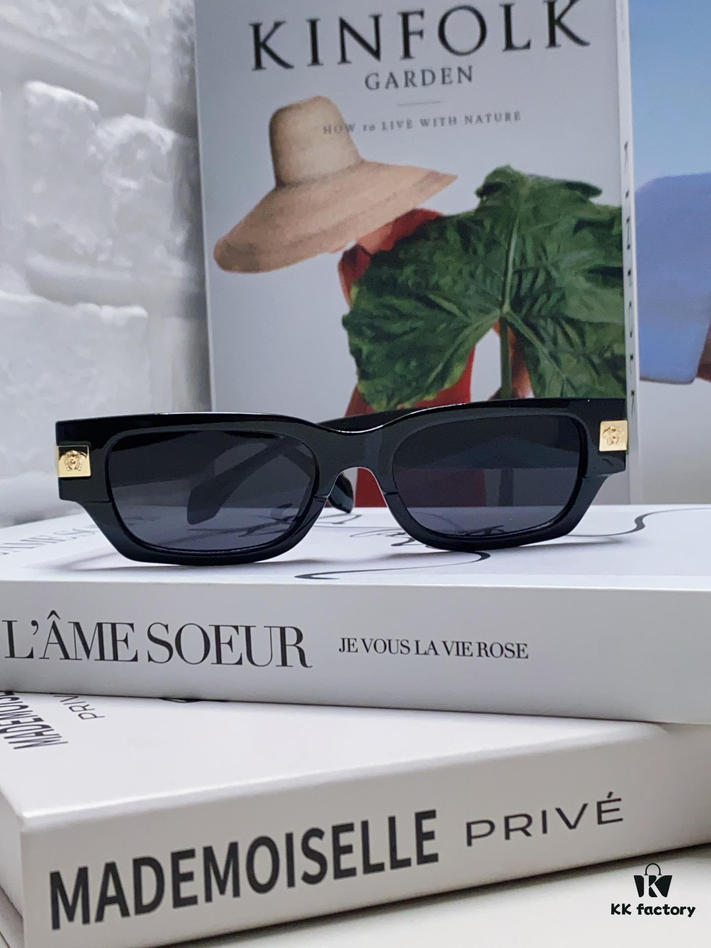 VERSACE/Verace 2024 New Classic Top Sunglasses, Rectangular Color-Block Street-Chic Unisex Eyewear 0VE4465F