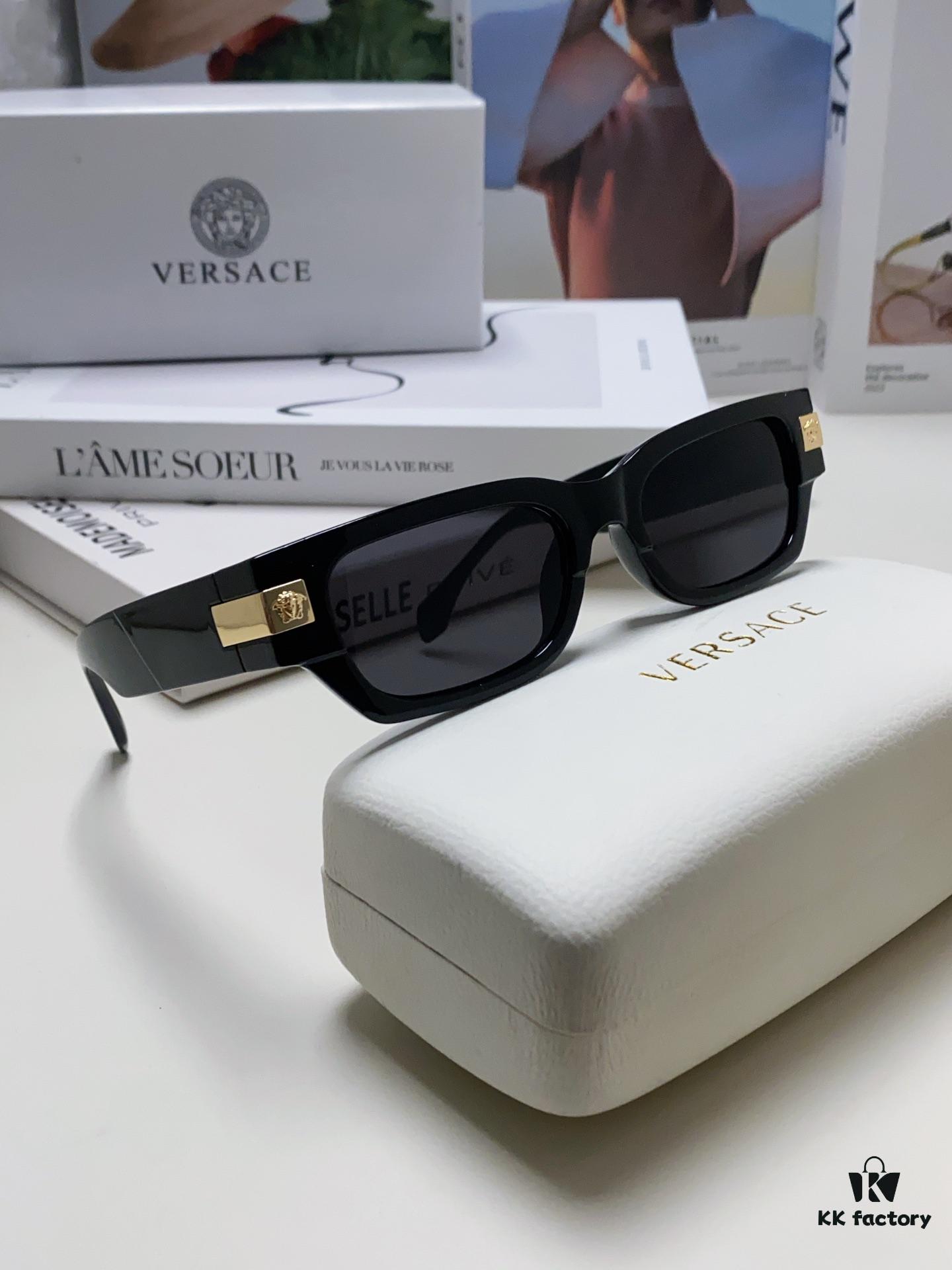 VERSACE/Verace 2024 New Classic Top Sunglasses, Rectangular Color-Block Street-Chic Unisex Eyewear 0VE4465F