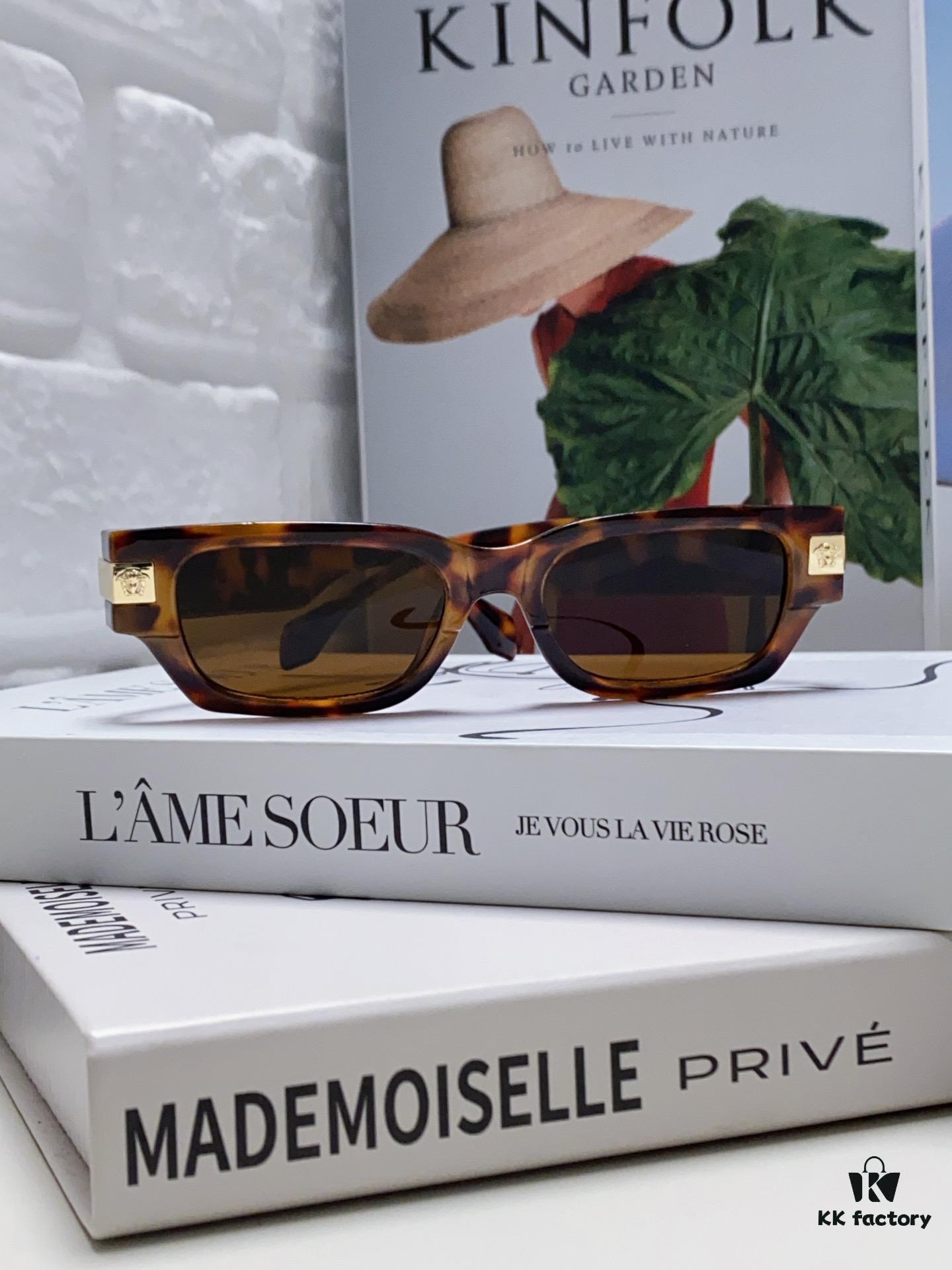 VERSACE 2024 New Classic Top Sunglasses, Rectangular Color-Block Street Style Unisex Eyewear