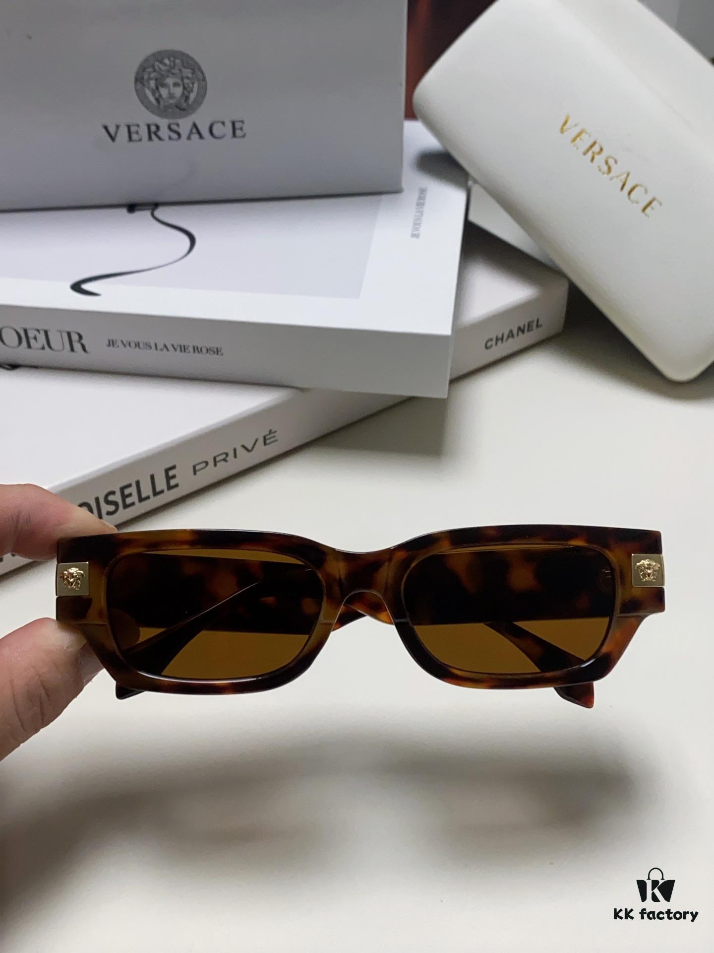 VERSACE 2024 New Classic Top Sunglasses, Rectangular Color-Block Street Style Unisex Eyewear