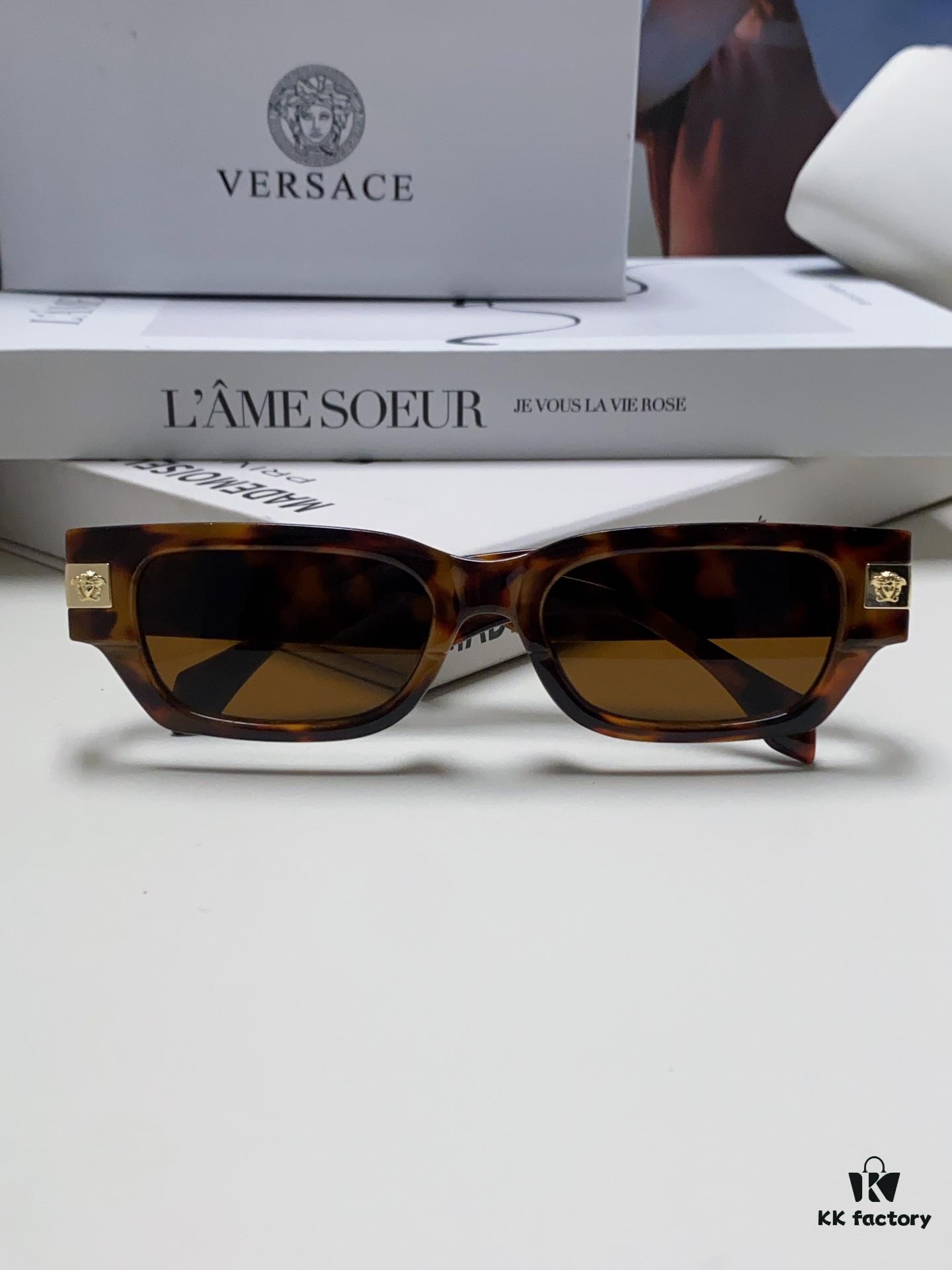 VERSACE 2024 New Classic Top Sunglasses, Rectangular Color-Block Street Style Unisex Eyewear