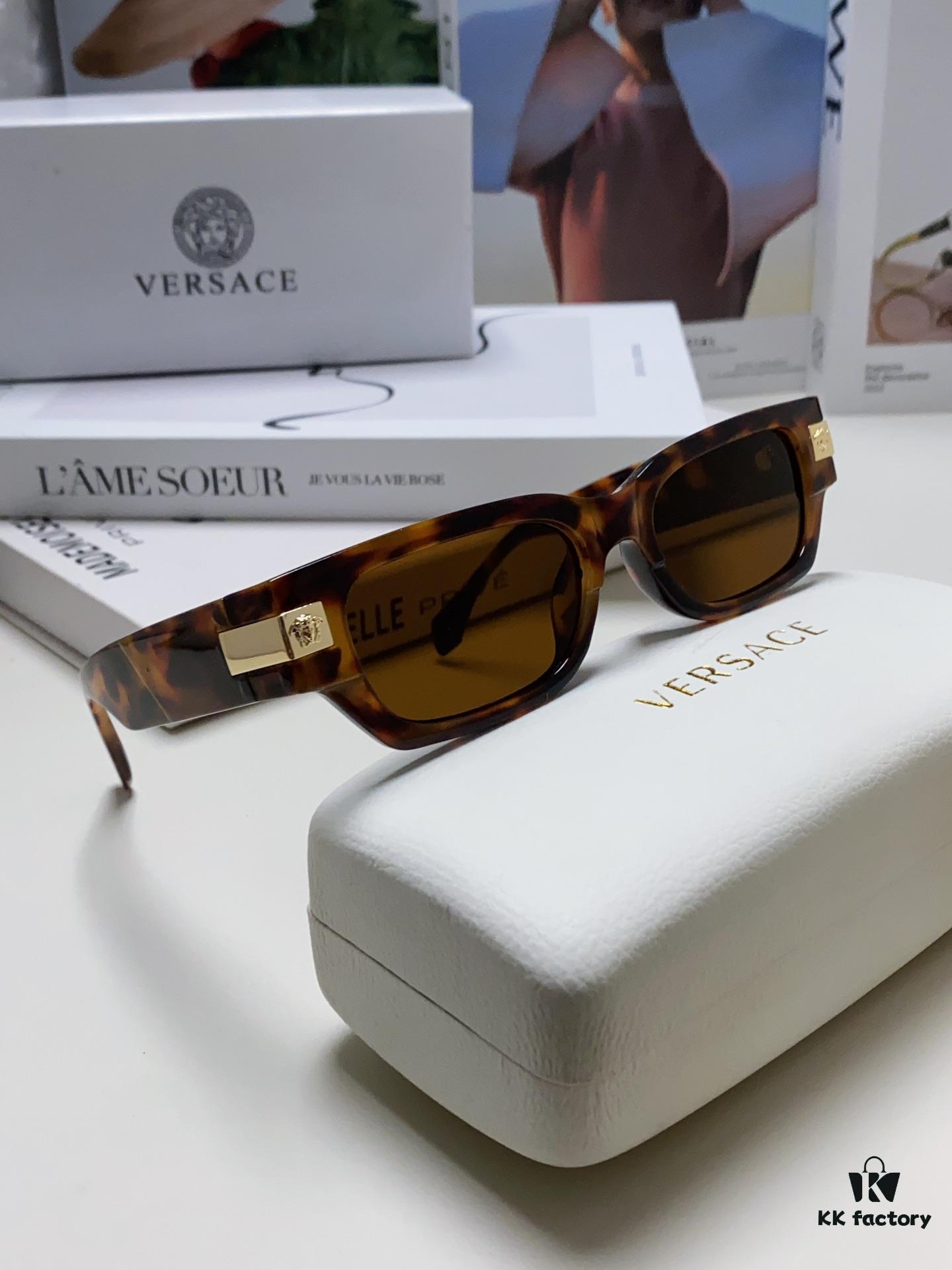 VERSACE 2024 New Classic Top Sunglasses, Rectangular Color-Block Street Style Unisex Eyewear