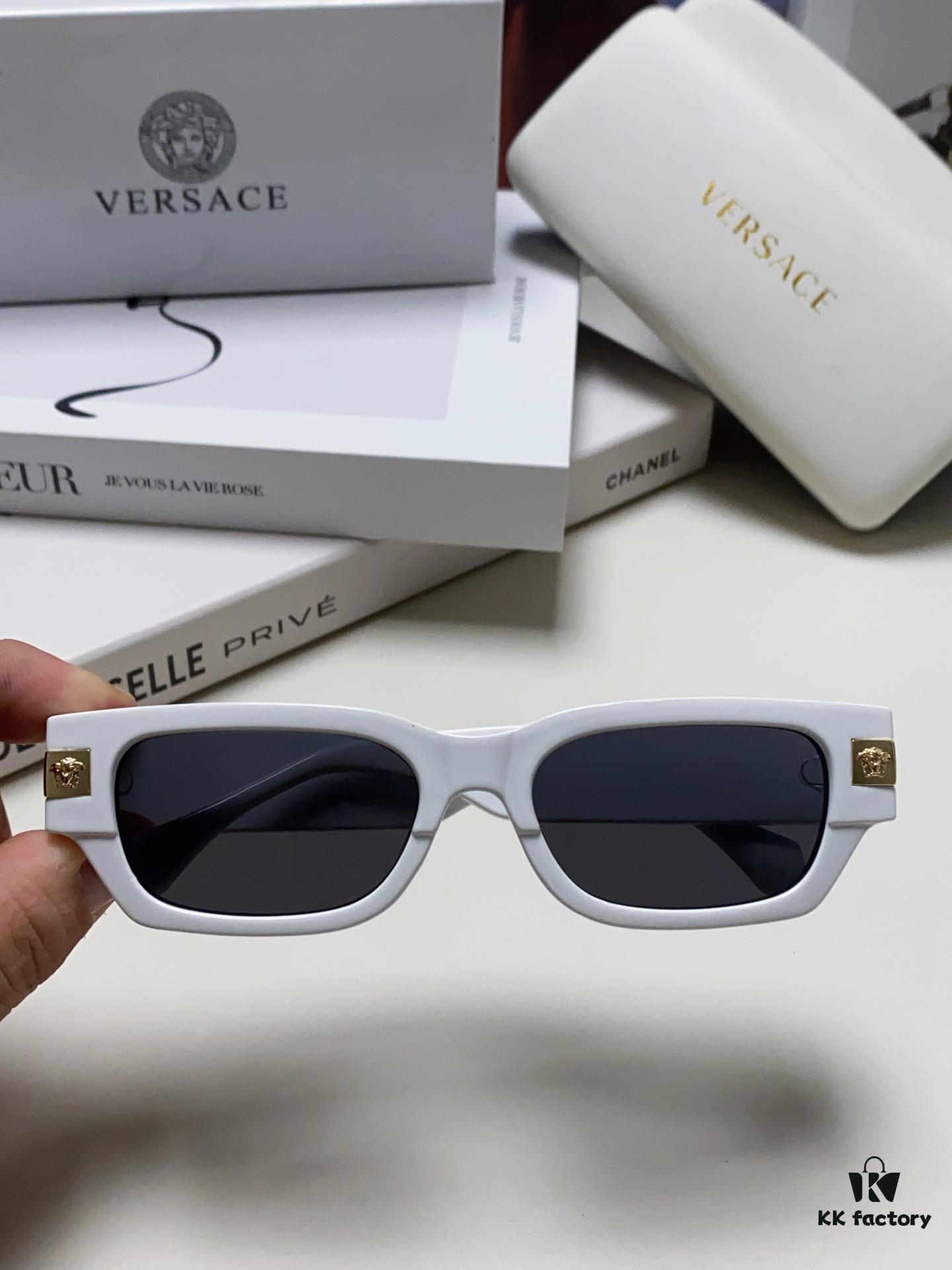 VERSACE 2024 New Classic Top Sunglasses, Rectangular Frame Color-Block Streetwear Unisex Eyewear 0VE4465F