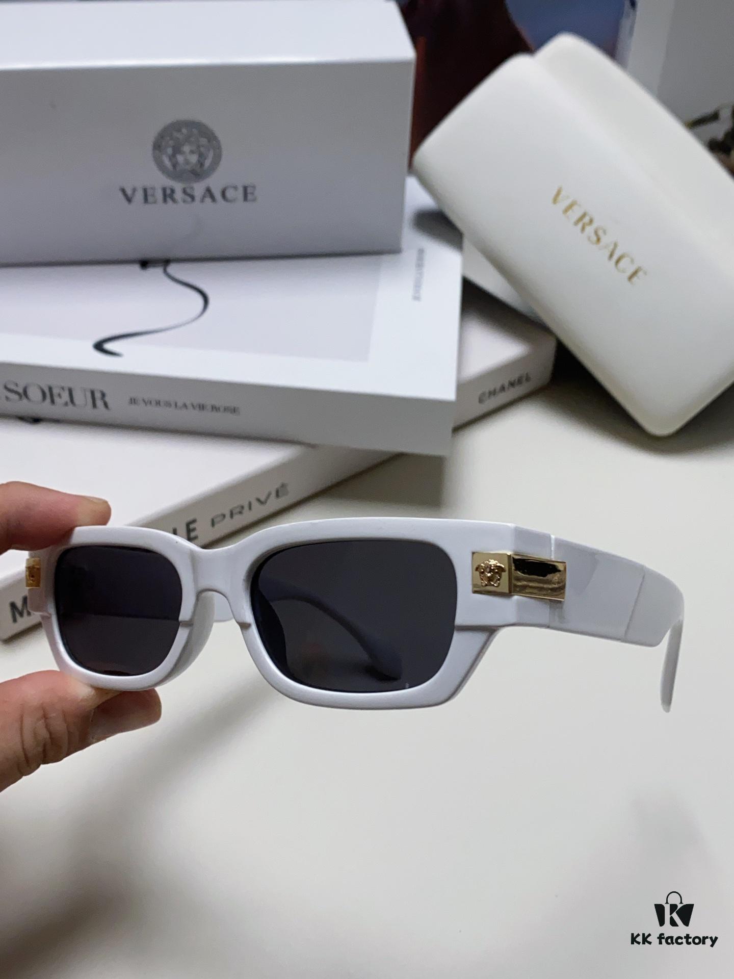 VERSACE 2024 New Classic Top Sunglasses, Rectangular Frame Color-Block Streetwear Unisex Eyewear 0VE4465F