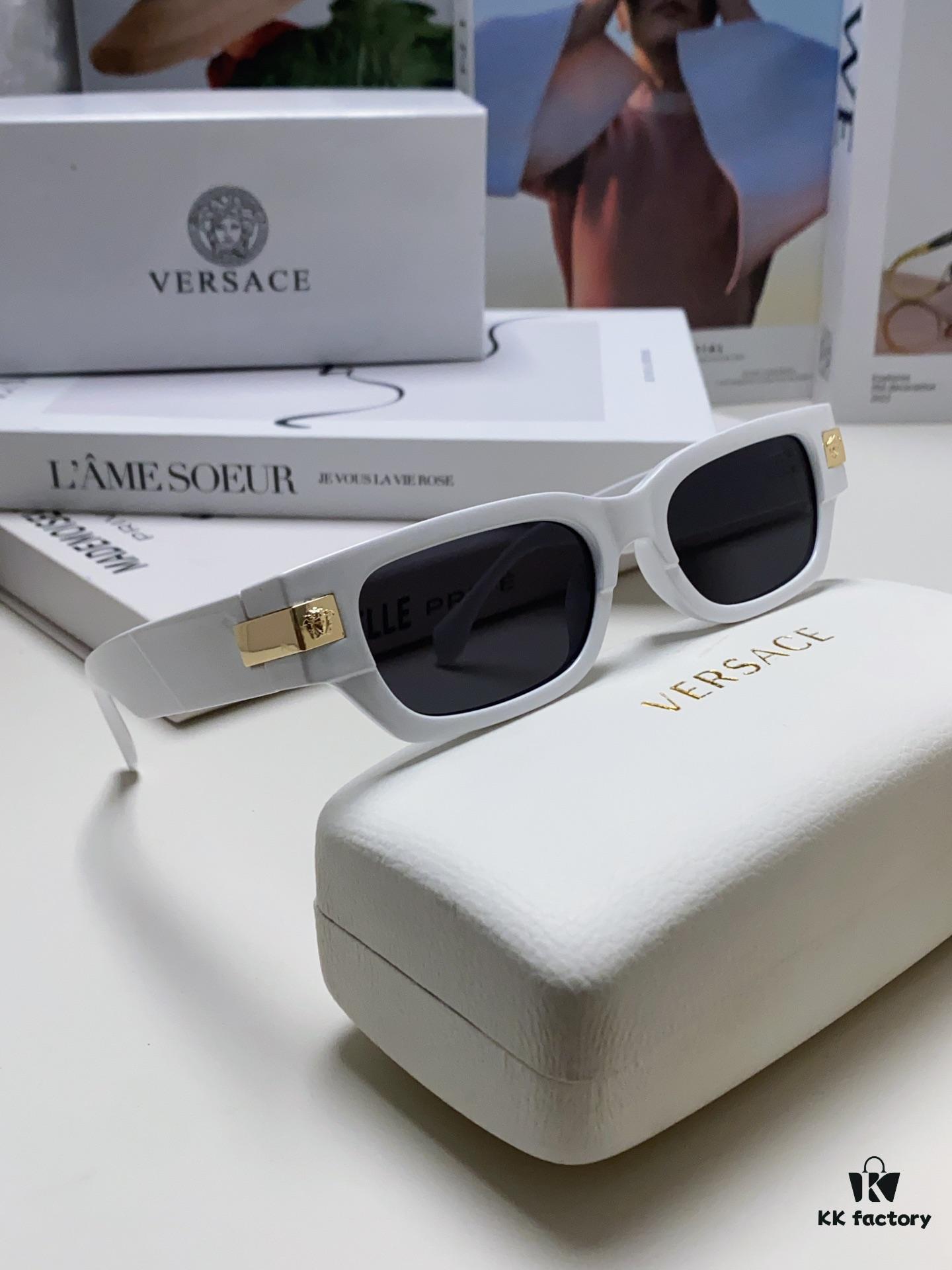 VERSACE 2024 New Classic Top Sunglasses, Rectangular Frame Color-Block Streetwear Unisex Eyewear 0VE4465F