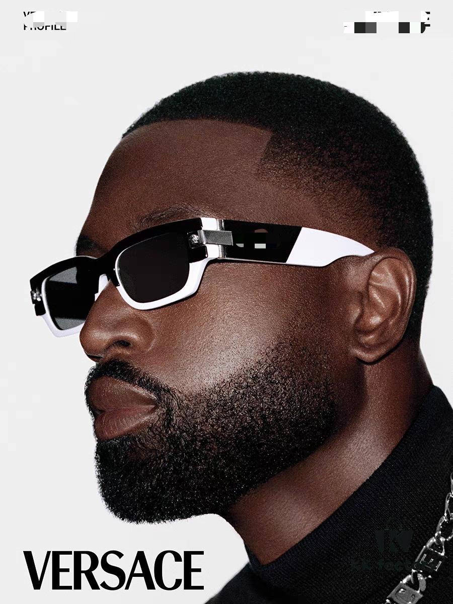 VERSACE 2024 New Classic Top Sunglasses, Rectangular Color-Block Street-Chic Unisex Eyewear