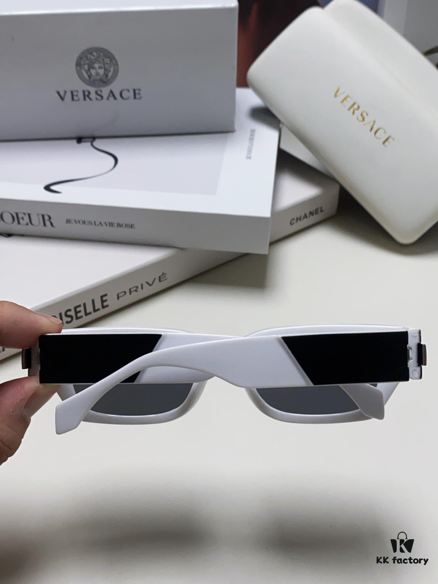 VERSACE 2024 New Classic Top Sunglasses, Rectangular Color-Block Street-Chic Unisex Eyewear