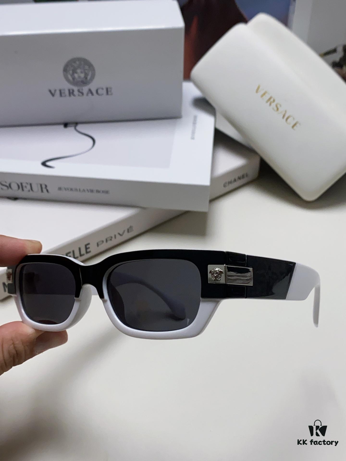 VERSACE 2024 New Classic Top Sunglasses, Rectangular Color-Block Street-Chic Unisex Eyewear