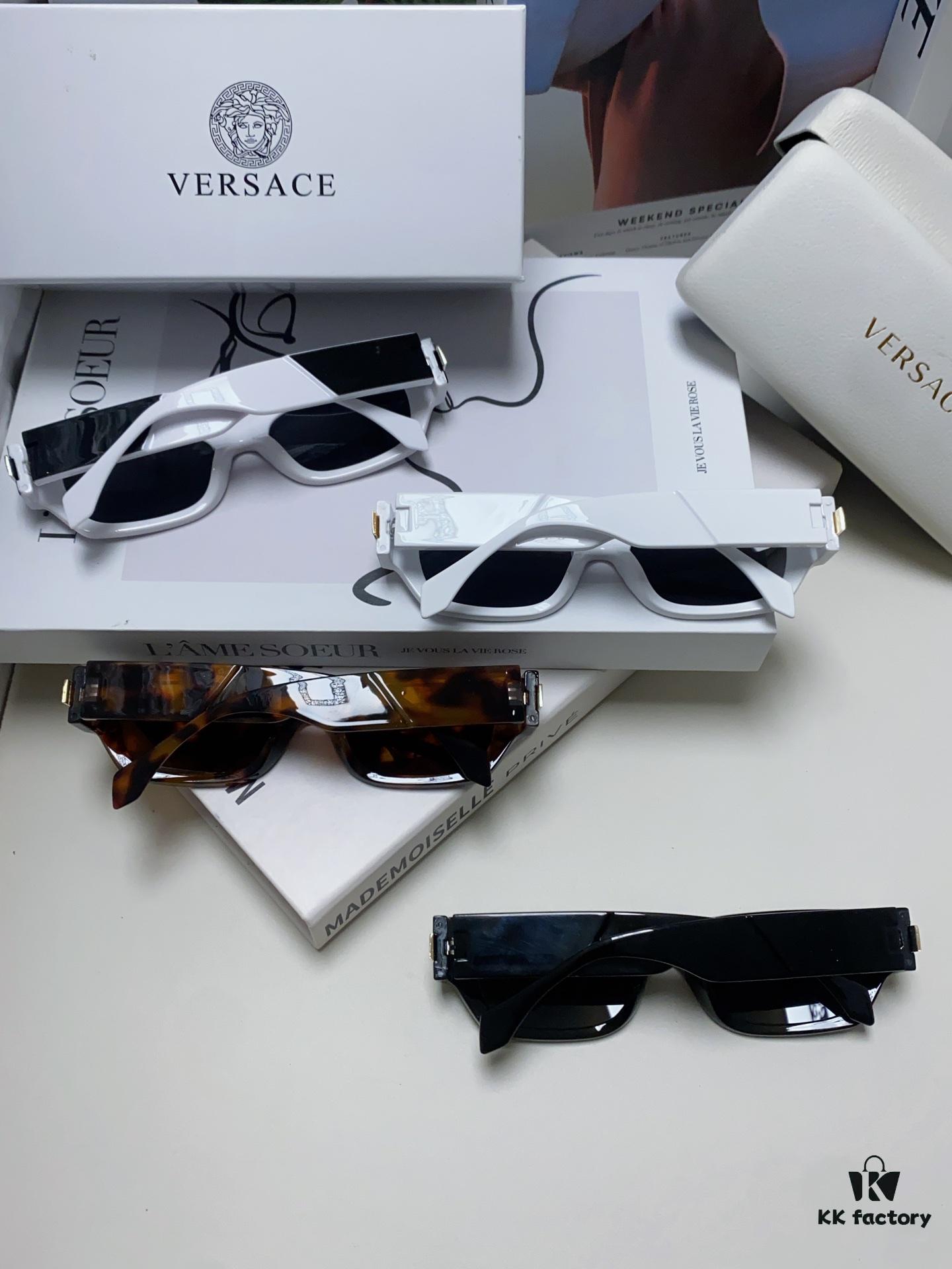VERSACE 2024 New Classic Top Sunglasses, Rectangular Color-Block Street-Chic Unisex Eyewear