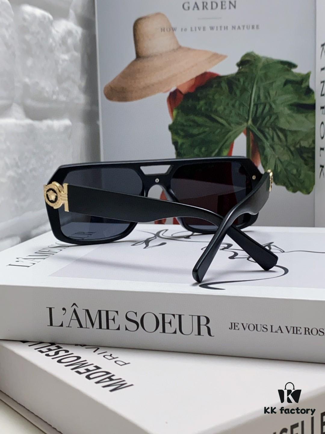 VERSACE Unisex Classic Black and Gold Sunglasses Fashion Couple Shades VE4399