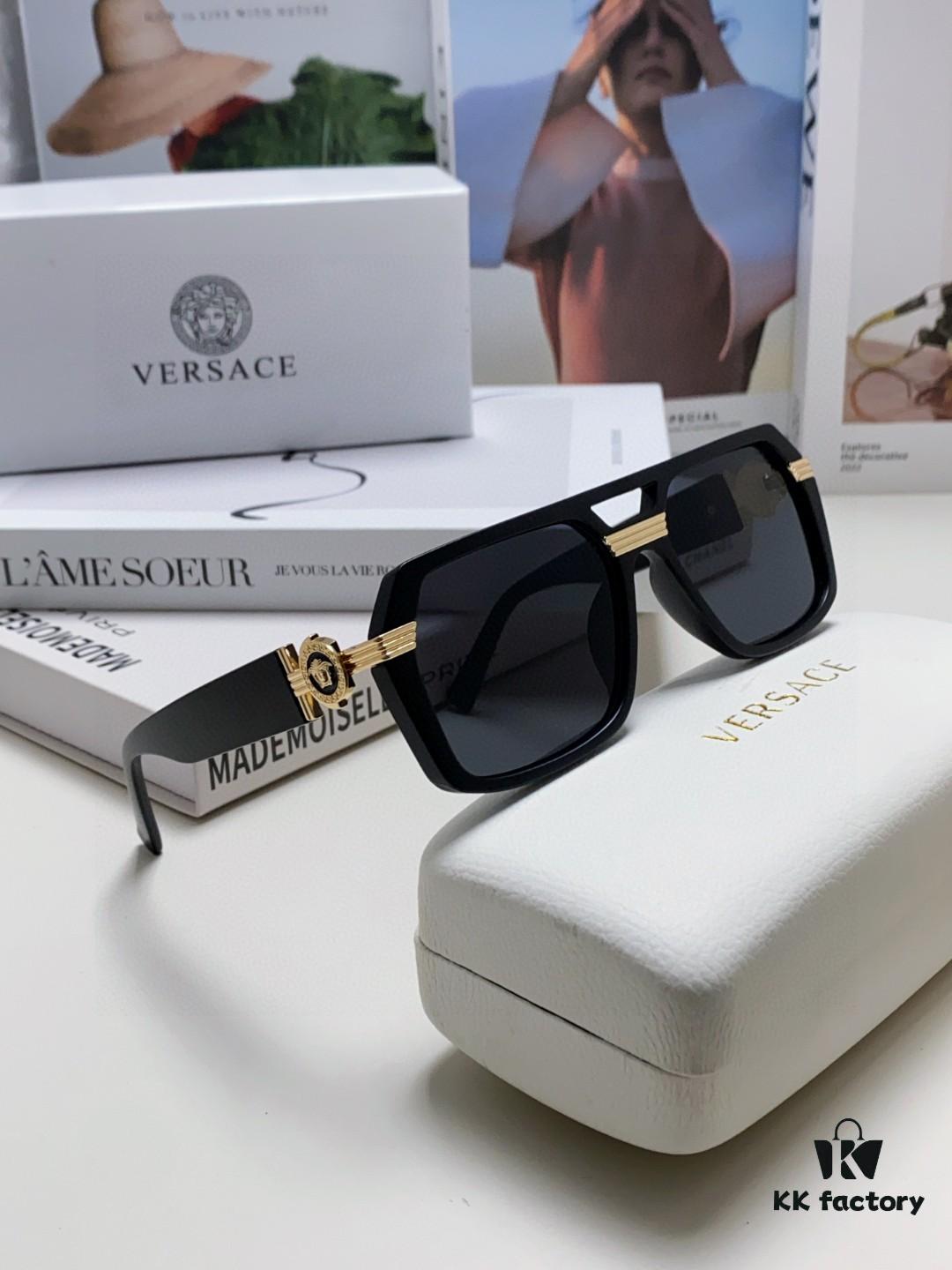 VERSACE Unisex Classic Black and Gold Sunglasses Fashion Couple Shades VE4399