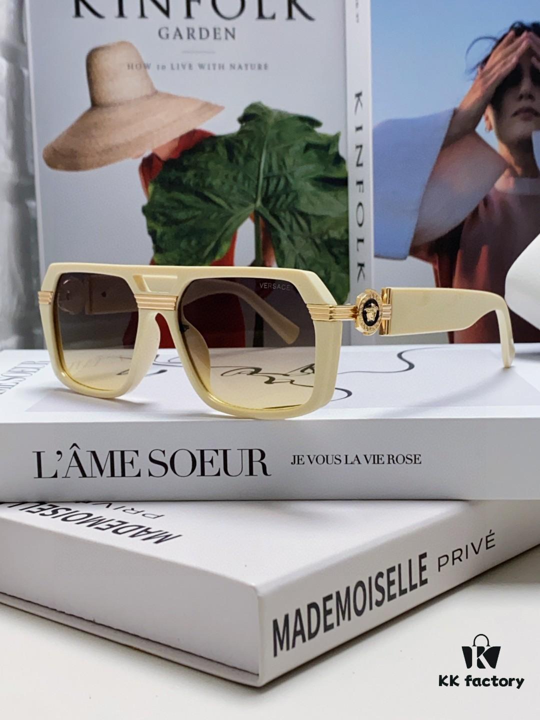 VERSACE Unisex Classic Black and Gold-Tone Sunglasses Fashion Couple Shades VE4399