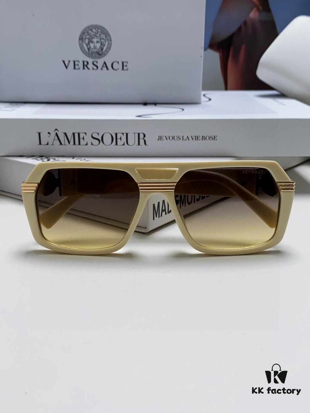 VERSACE Unisex Classic Black and Gold-Tone Sunglasses Fashion Couple Shades VE4399