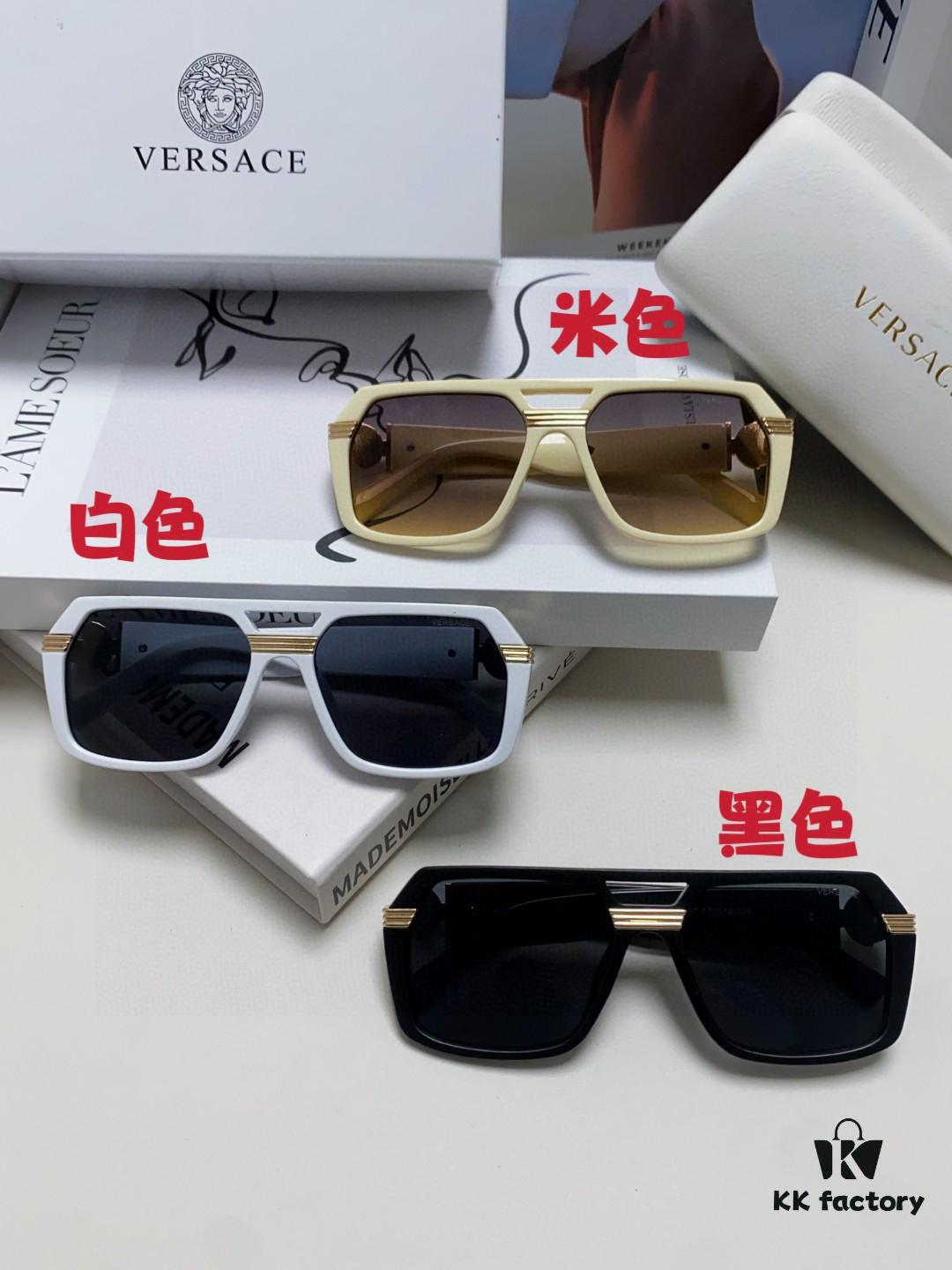VERSACE Unisex Classic Black and Gold-Tone Sunglasses Fashion Couple Shades VE4399