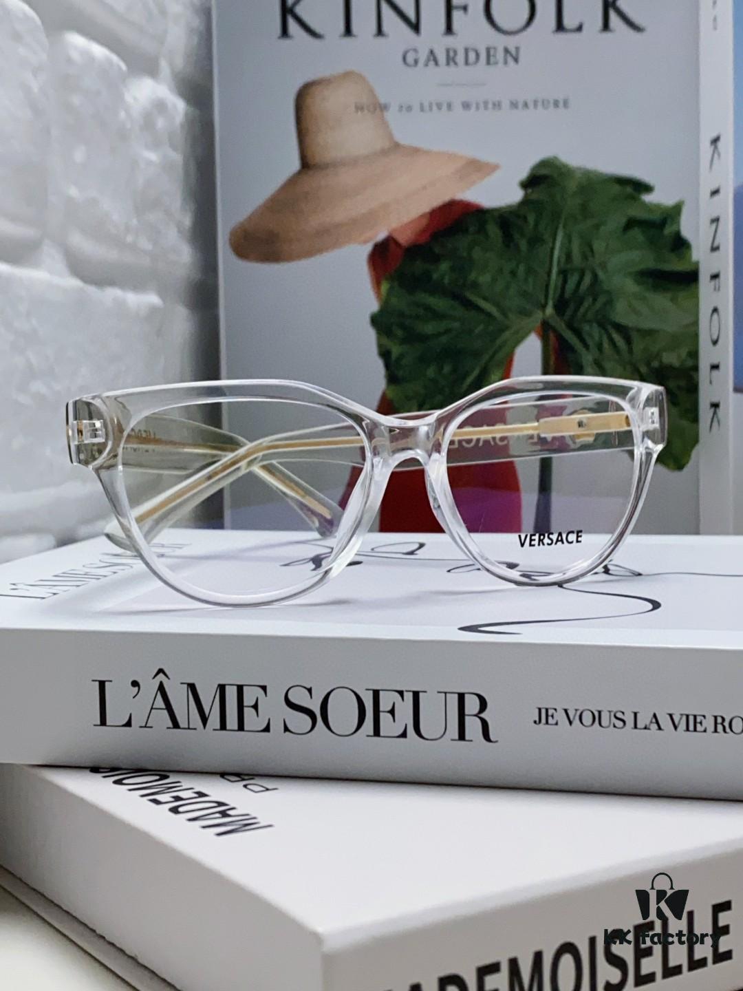 VERSACE Versace 2024 New Eyeglass Frame Round Transparent Women's Fashion Full-Rim Glasses Suitable for Prescription Lenses, Sunglasses, and Sun Glasses