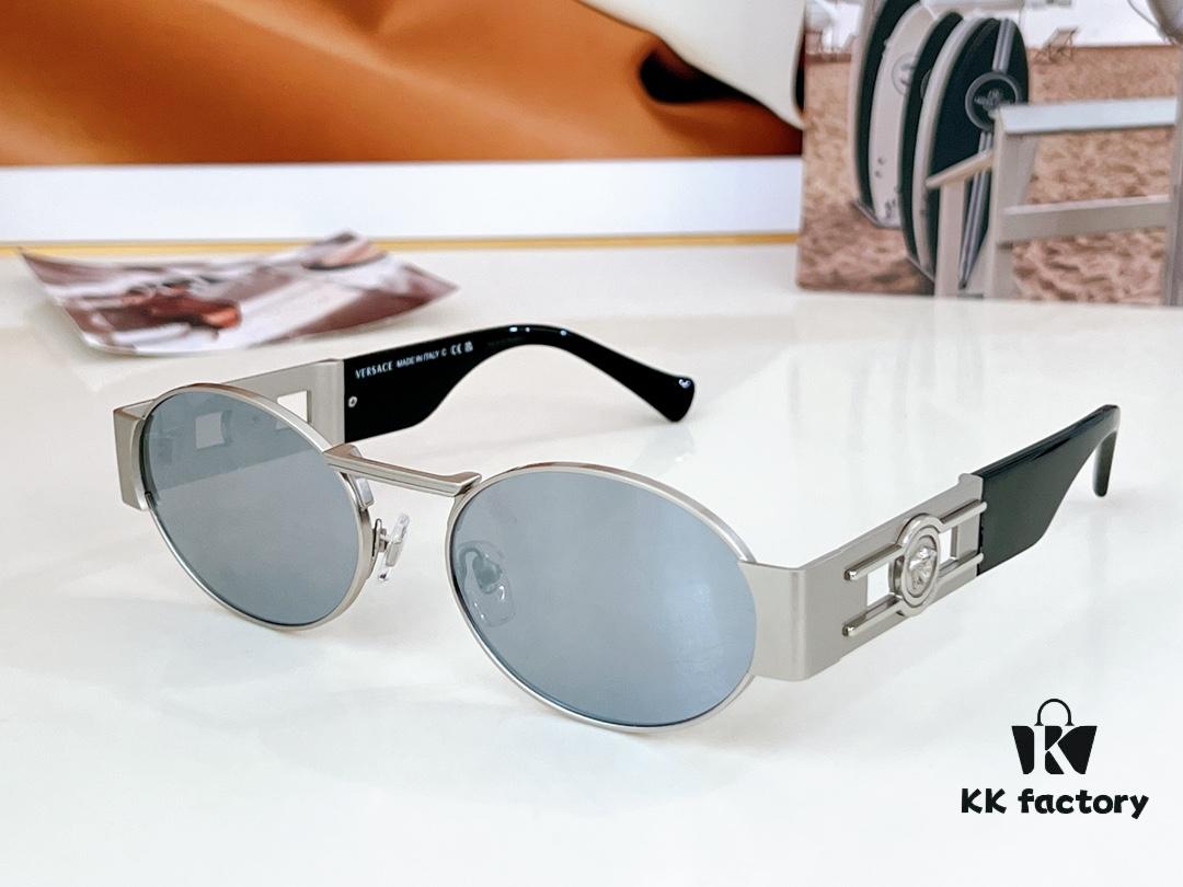 150 Matte High-Quality Versace VE2264 Details Available, Frosted Texture, 3D Medusa Queen Design, Top-Tier Sunglasses