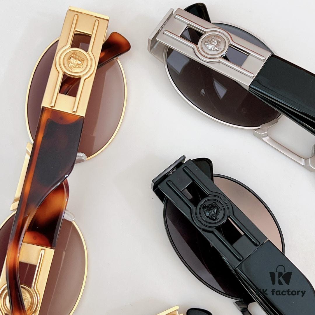 150 Matte High-Quality Versace VE2264 Details Available, Frosted Texture, 3D Medusa Queen Design, Top-Tier Sunglasses