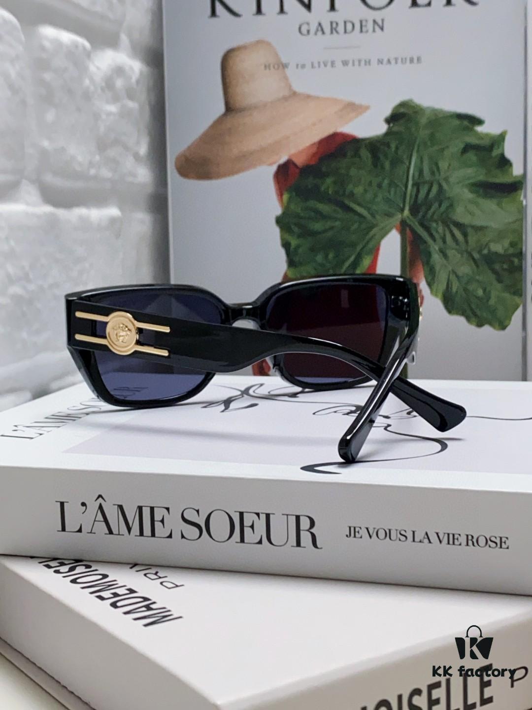 Versace Unisex Retro Stylish Narrow Frame Black Sunglasses with White Frame