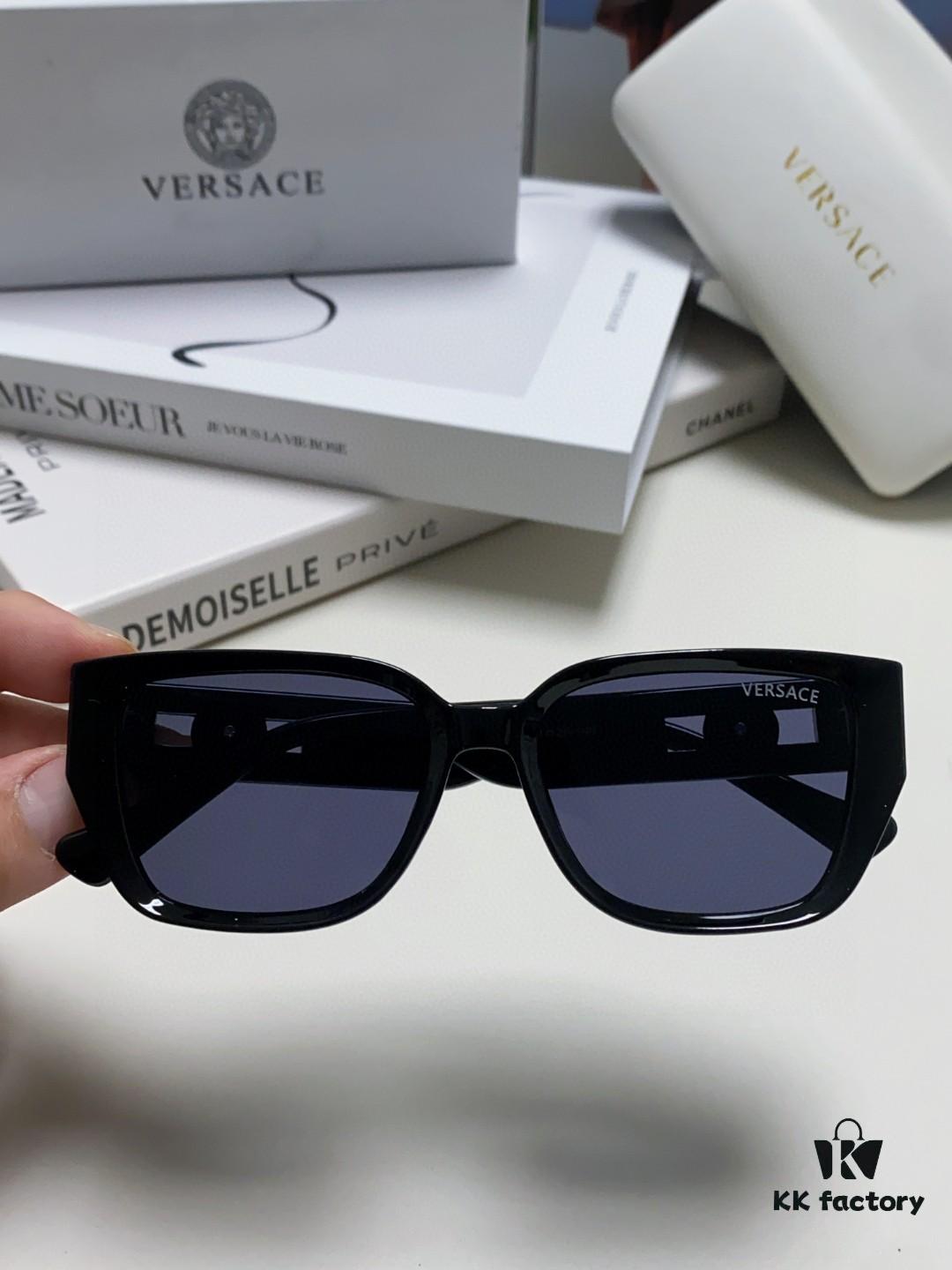 Versace Unisex Retro Stylish Narrow Frame Black Sunglasses with White Frame