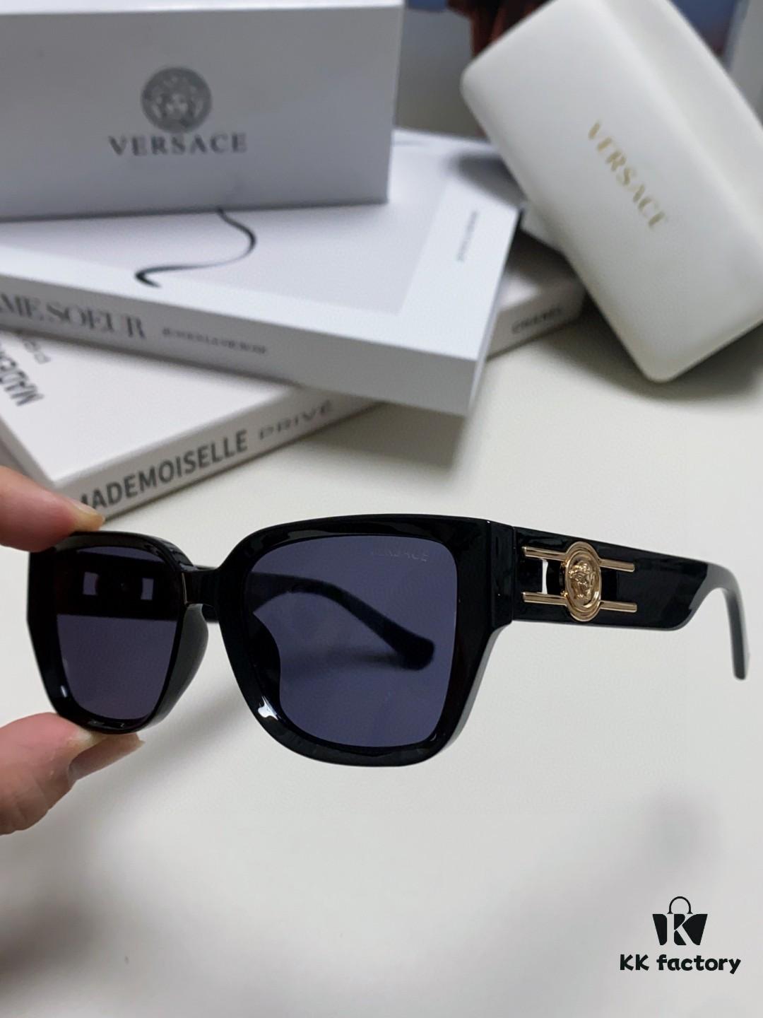 Versace Unisex Retro Stylish Narrow Frame Black Sunglasses with White Frame