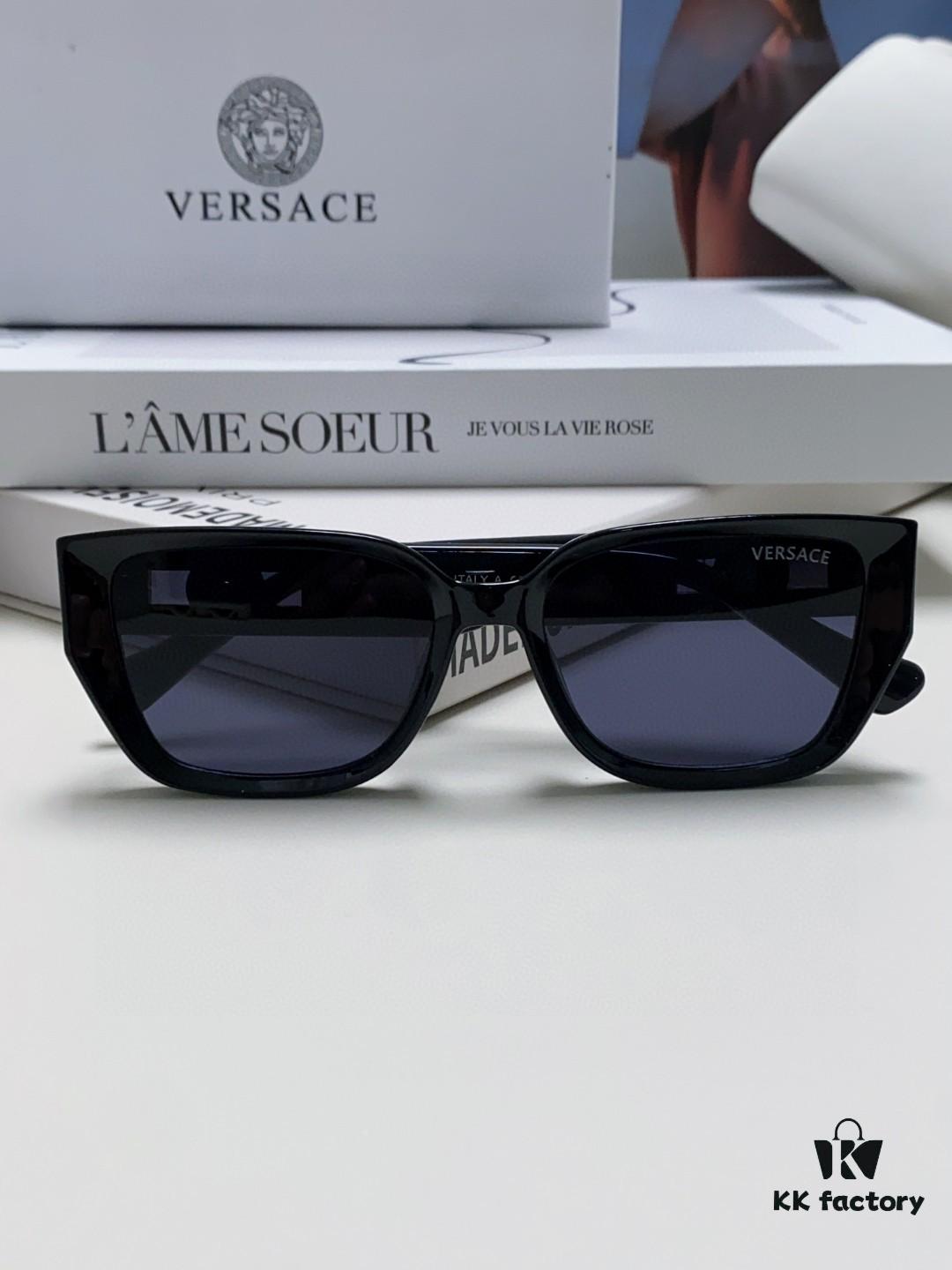 Versace Unisex Retro Stylish Narrow Frame Black Sunglasses with White Frame