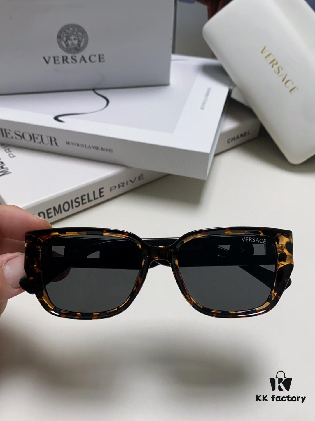 Versace Unisex Retro Stylish Narrow Frame Black Sunglasses with White Frame High-End Fashion