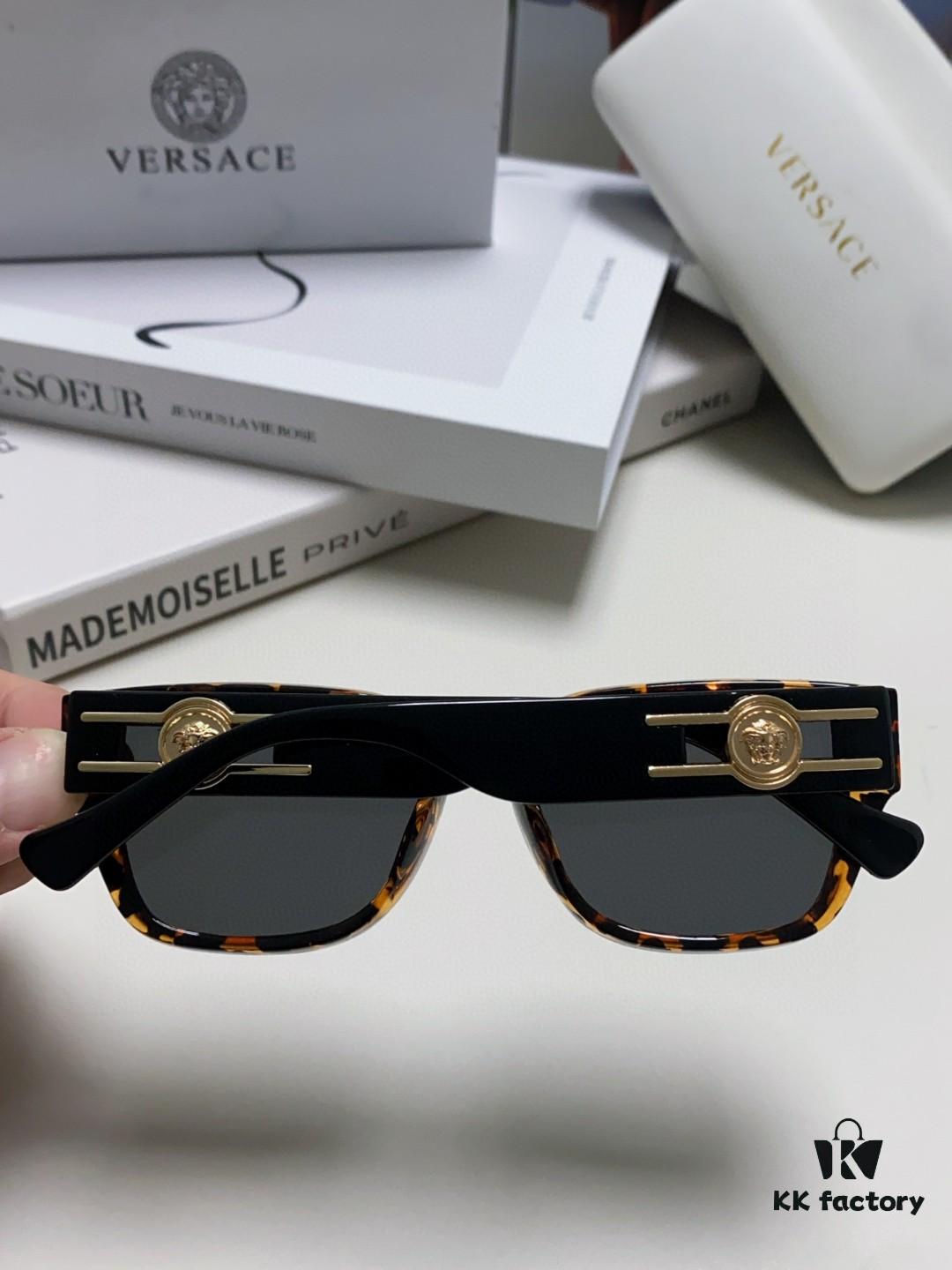 Versace Unisex Retro Stylish Narrow Frame Black Sunglasses with White Frame High-End Fashion