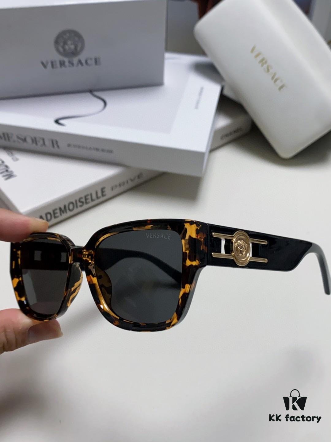 Versace Unisex Retro Stylish Narrow Frame Black Sunglasses with White Frame High-End Fashion