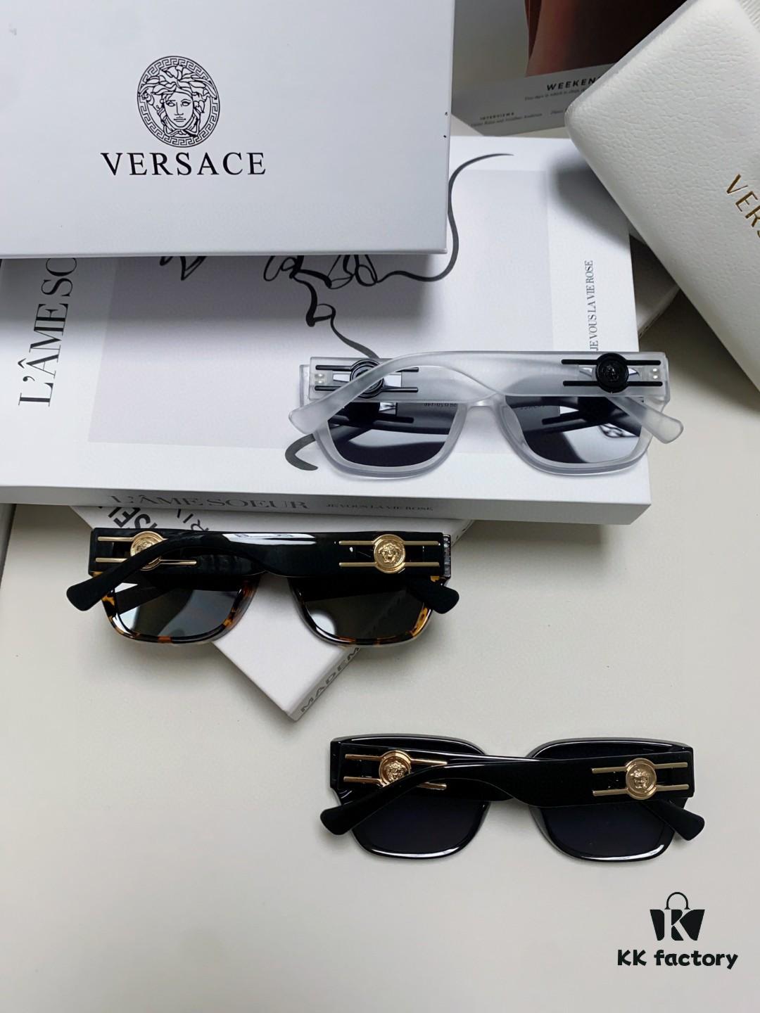 Versace Unisex Retro Stylish Narrow Frame Black Sunglasses with White Frame High-End Fashion