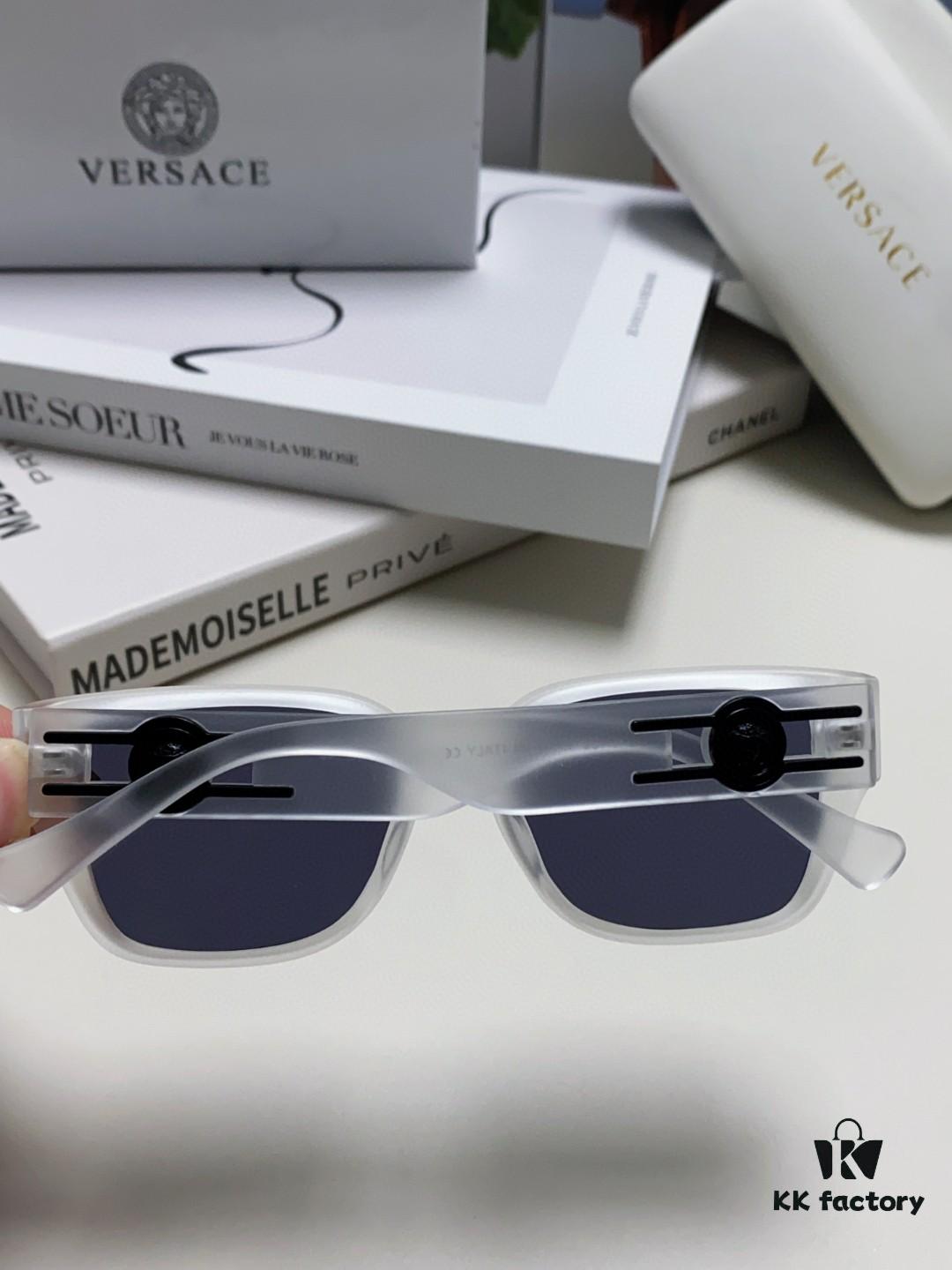 Versace Unisex Retro Stylish Narrow Frame Black Sunglasses with White Frame High-End Sun Glasses