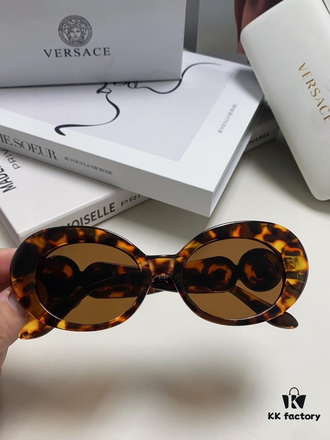 VERSACE Versace 2024 Latest Model C Style European and American High-End Unisex Round Frame Retro Casual Sunglasses, Celebrity-Inspired Carved Sun Protection Glasses