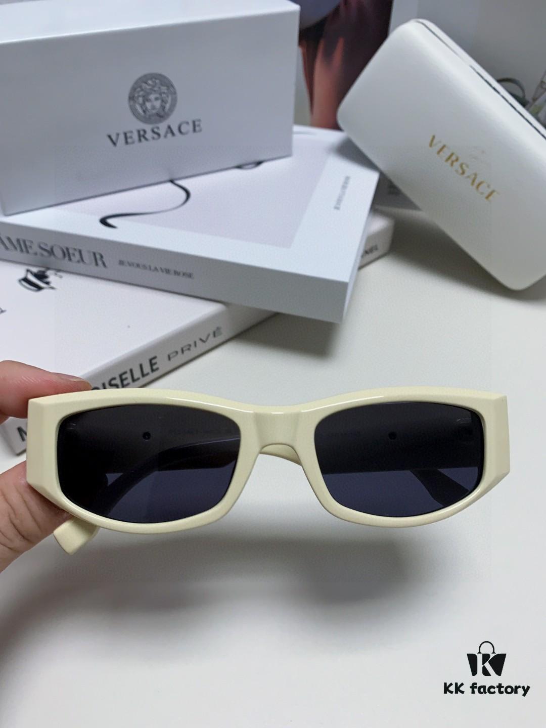 Versace 2014 New Arrival Small Frame Sunglasses for Women, Stylish Letter Design Unisex Square Sunglasses, Retro-Style Men's and Women's Eyewear