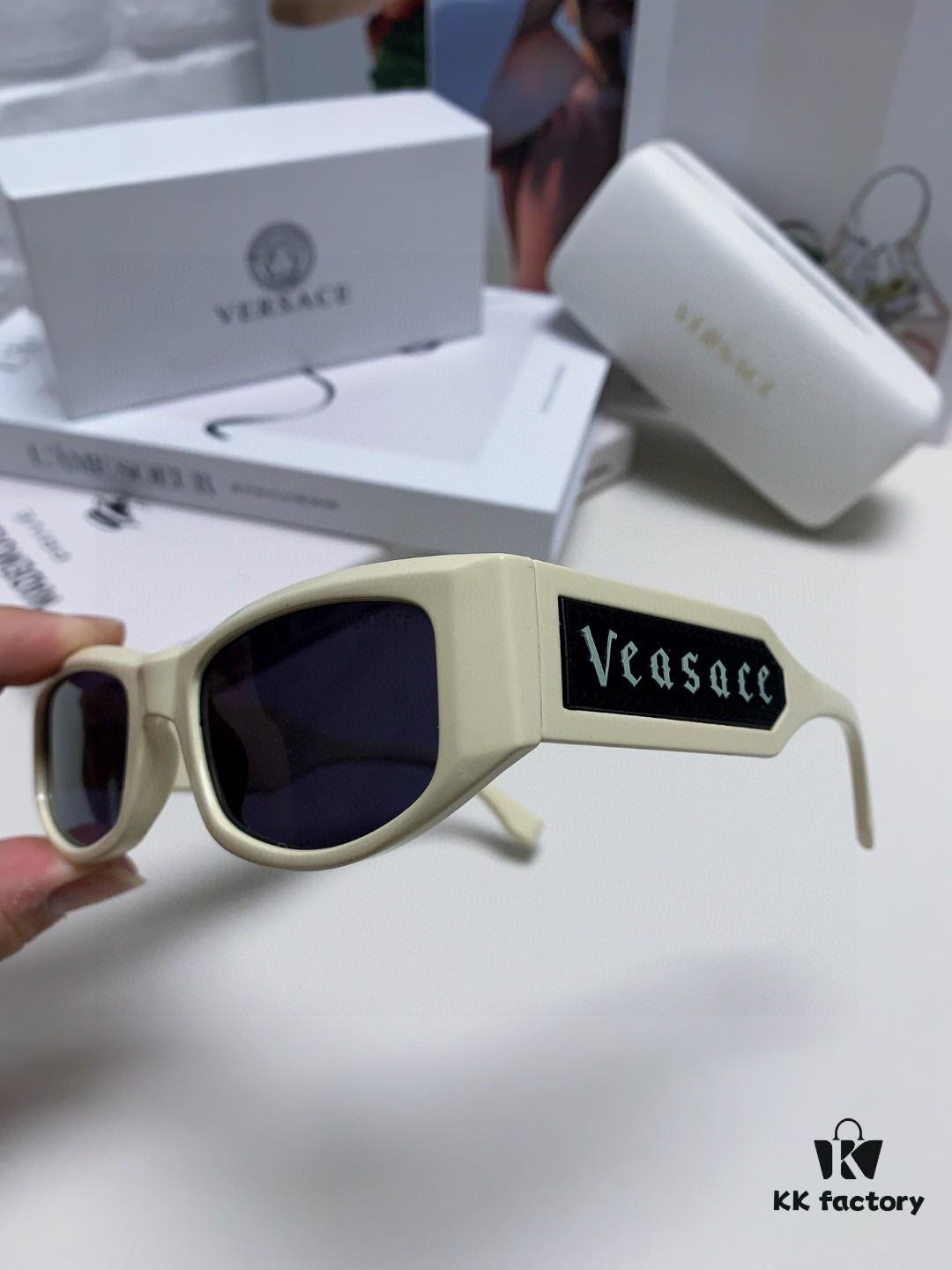 Versace 2014 New Arrival Small Frame Sunglasses for Women, Stylish Letter Design Unisex Square Sunglasses, Retro-Style Men's and Women's Eyewear