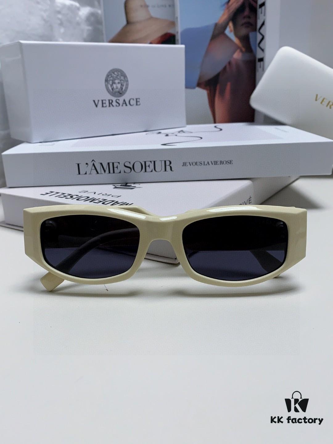 Versace 2014 New Arrival Small Frame Sunglasses for Women, Stylish Letter Design Unisex Square Sunglasses, Retro-Style Men's and Women's Eyewear