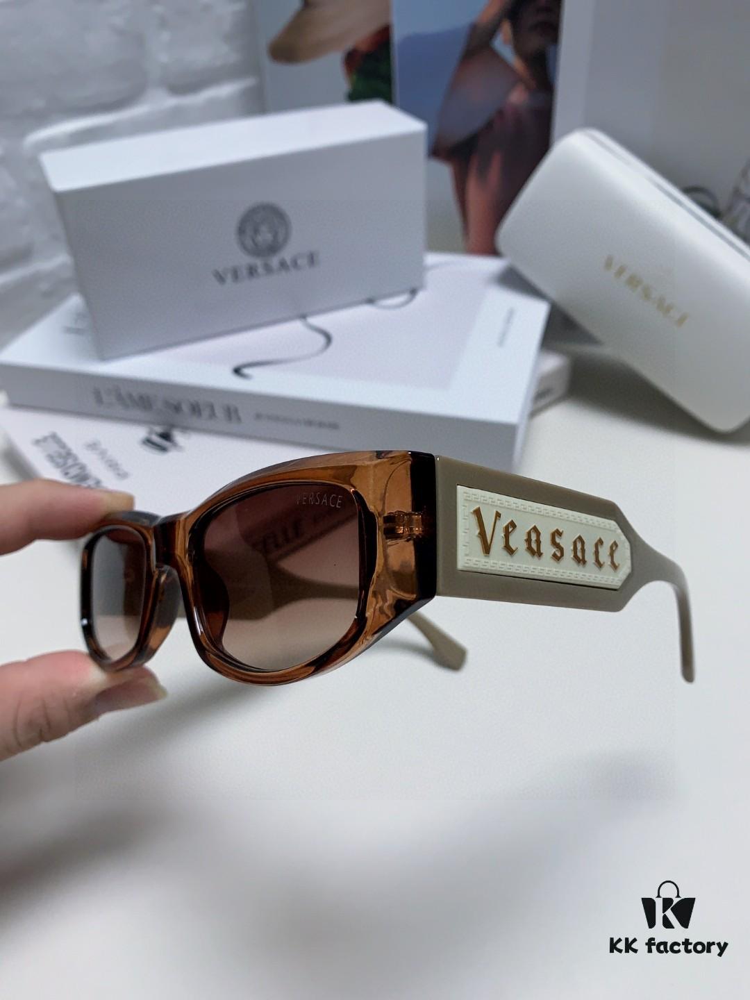 Versace 2014 New Small Frame Sunglasses for Women, Stylish Lettered Sunglasses, Square Frame Unisex Retro Sunglasses for Men and Women