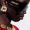 Versace 2024 New Arrival European and American Style Oversized Square Frame Sunglasses for Women with Round Face, Fashion Unisex Sunglasses