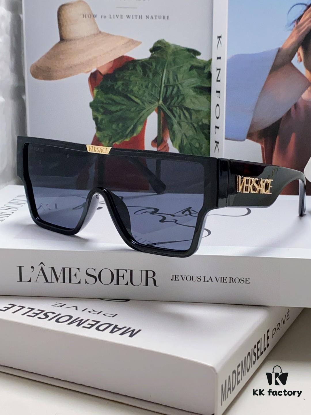 Versace 2024 New Arrival European and American Style Oversized Square Frame Sunglasses for Women with Round Face, Fashion Unisex Sunglasses