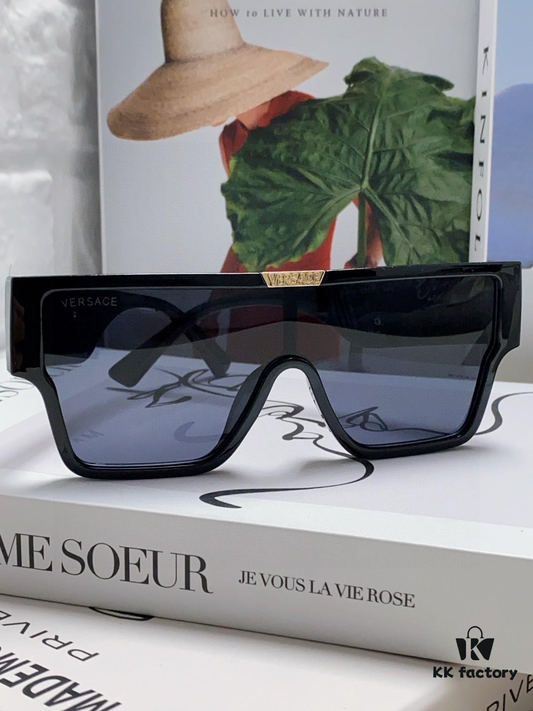 Versace 2024 New Arrival European and American Style Oversized Square Frame Sunglasses for Women with Round Face, Fashion Unisex Sunglasses