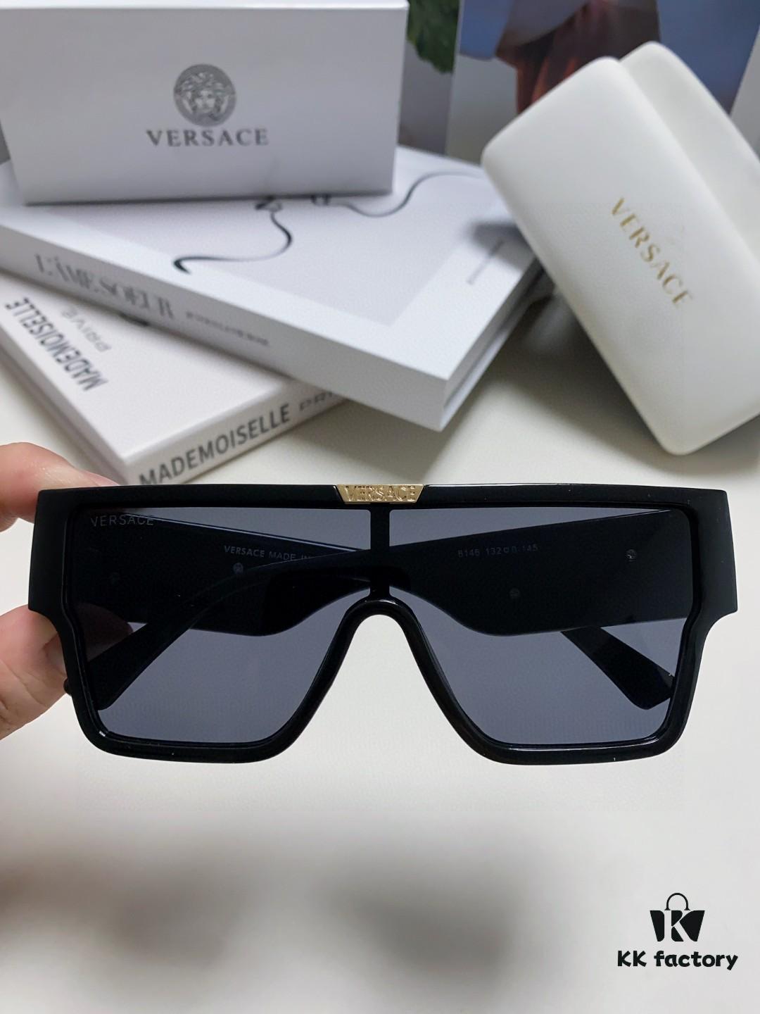 Versace 2024 New Arrival European and American Style Oversized Square Frame Sunglasses for Women with Round Face, Fashion Unisex Sunglasses