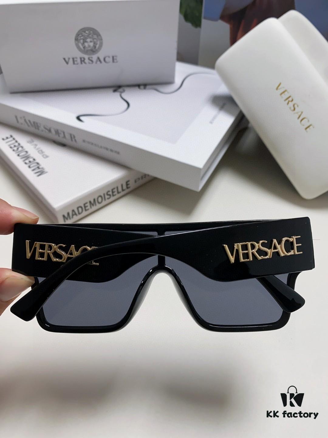 Versace 2024 New Arrival European and American Style Oversized Square Frame Sunglasses for Women with Round Face, Fashion Unisex Sunglasses