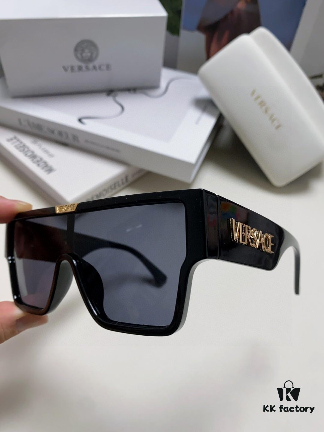 Versace 2024 New Arrival European and American Style Oversized Square Frame Sunglasses for Women with Round Face, Fashion Unisex Sunglasses