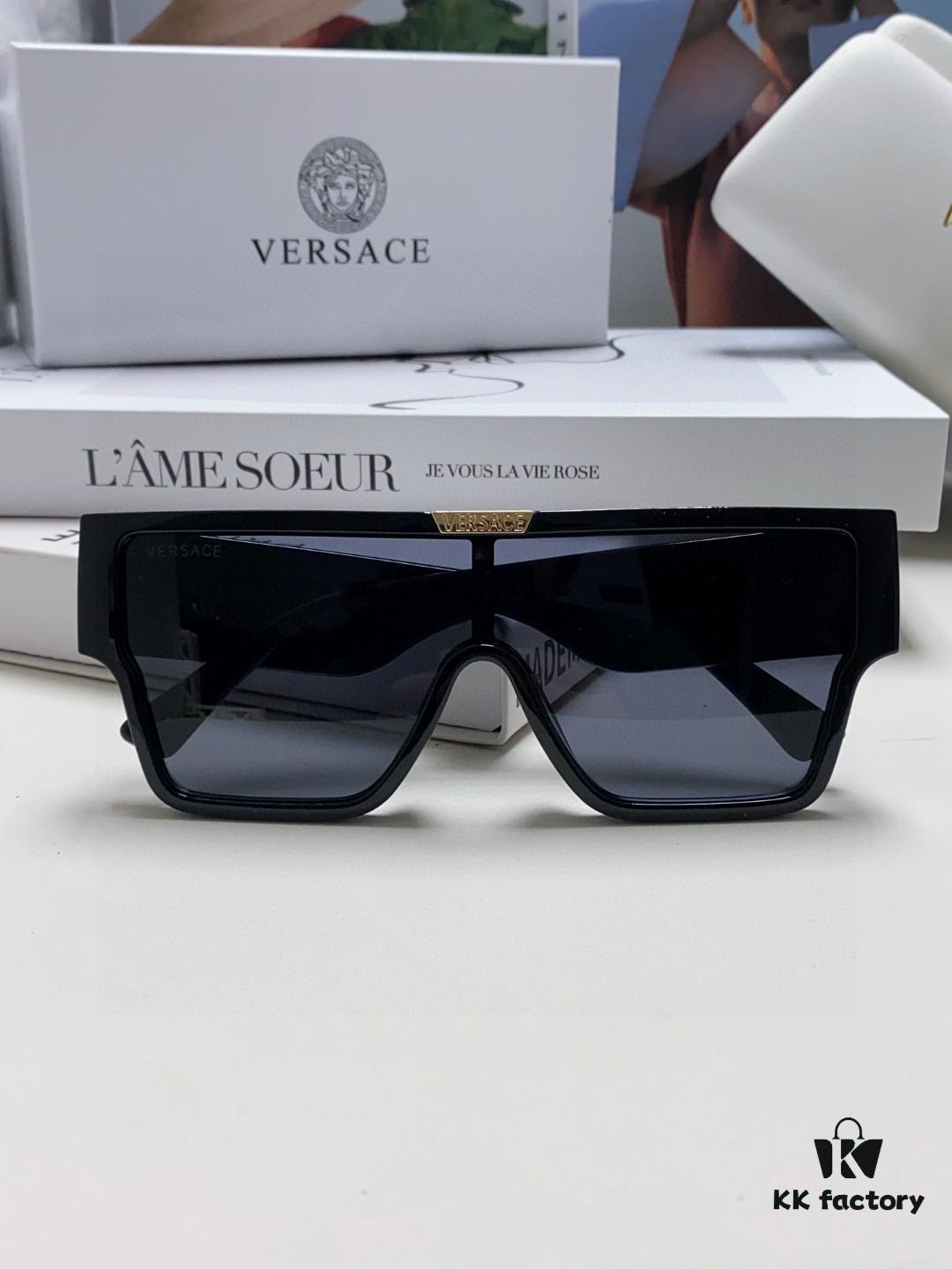 Versace 2024 New Arrival European and American Style Oversized Square Frame Sunglasses for Women with Round Face, Fashion Unisex Sunglasses