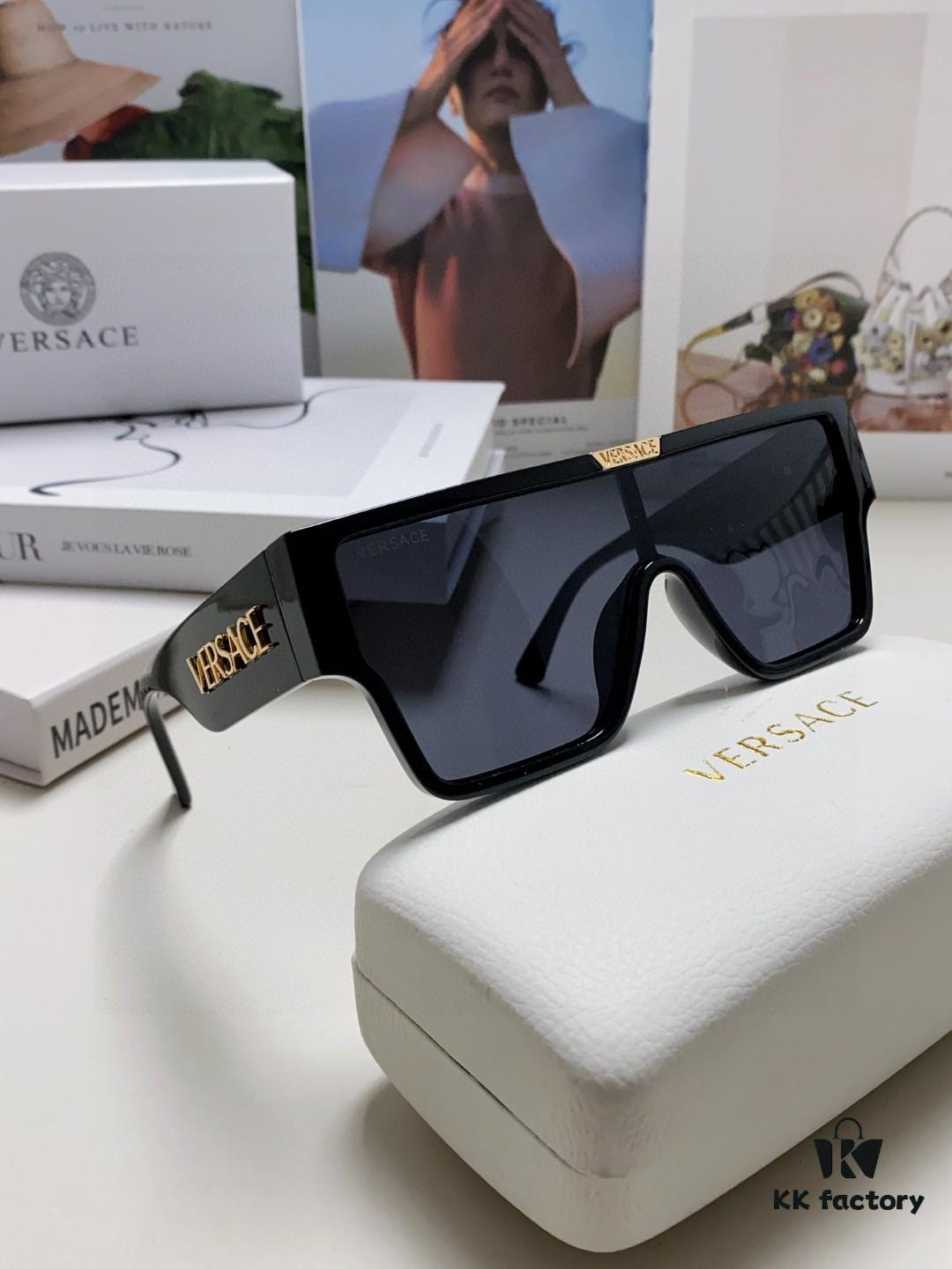Versace 2024 New Arrival European and American Style Oversized Square Frame Sunglasses for Women with Round Face, Fashion Unisex Sunglasses