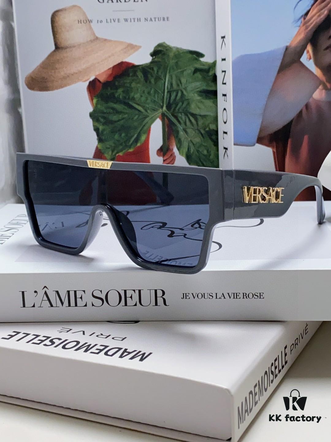 Versace 2024 New Arrival European and American Style Oversized Square Frame Sunglasses for Women with Round Face, Fashion Unisex Eyewear