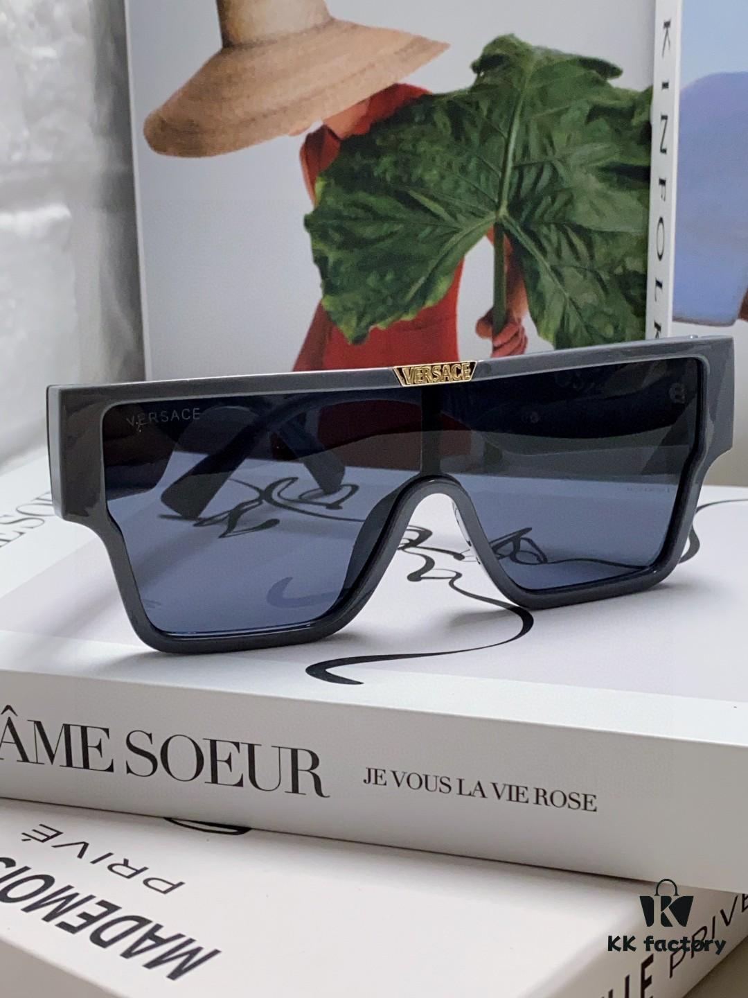 Versace 2024 New Arrival European and American Style Oversized Square Frame Sunglasses for Women with Round Face, Fashion Unisex Eyewear