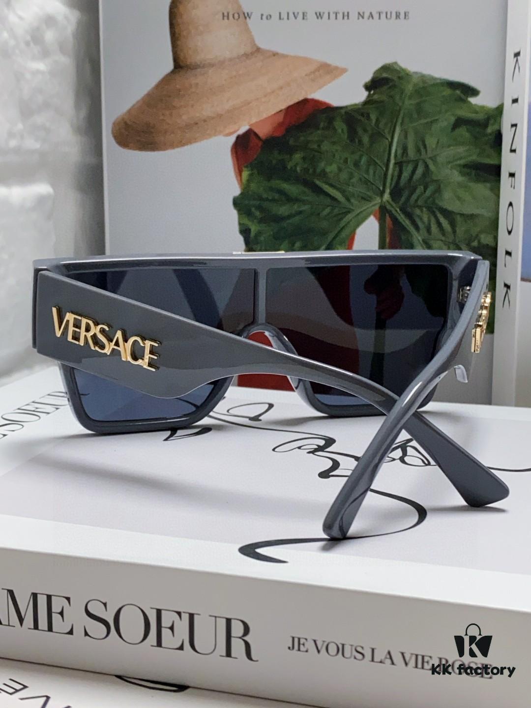 Versace 2024 New Arrival European and American Style Oversized Square Frame Sunglasses for Women with Round Face, Fashion Unisex Eyewear