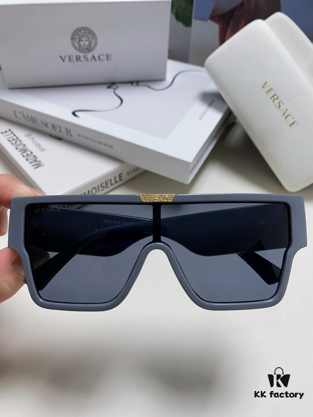 Versace 2024 New Arrival European and American Style Oversized Square Frame Sunglasses for Women with Round Face, Fashion Unisex Eyewear