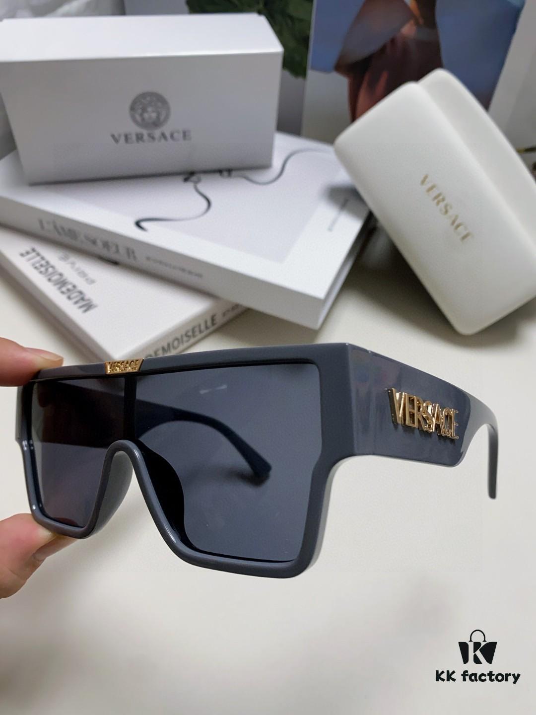 Versace 2024 New Arrival European and American Style Oversized Square Frame Sunglasses for Women with Round Face, Fashion Unisex Eyewear